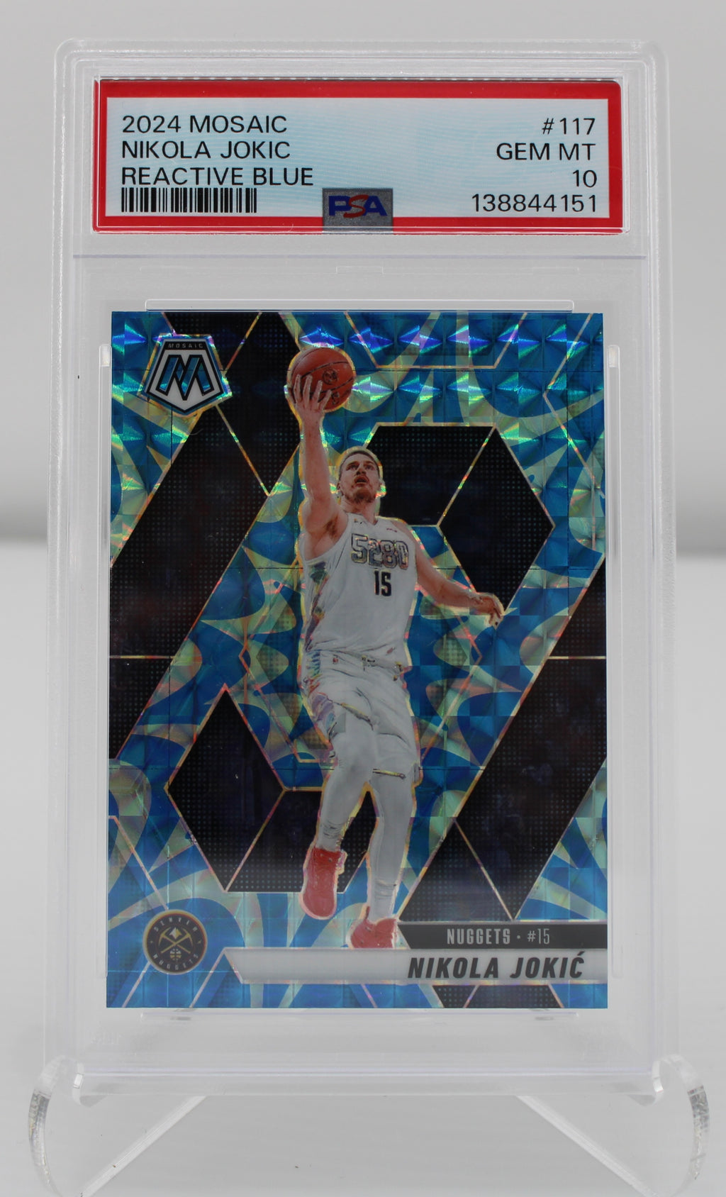 2024 Mosaic #117 Nikola Jokic Reactive Blue PSA 10 GEM MT