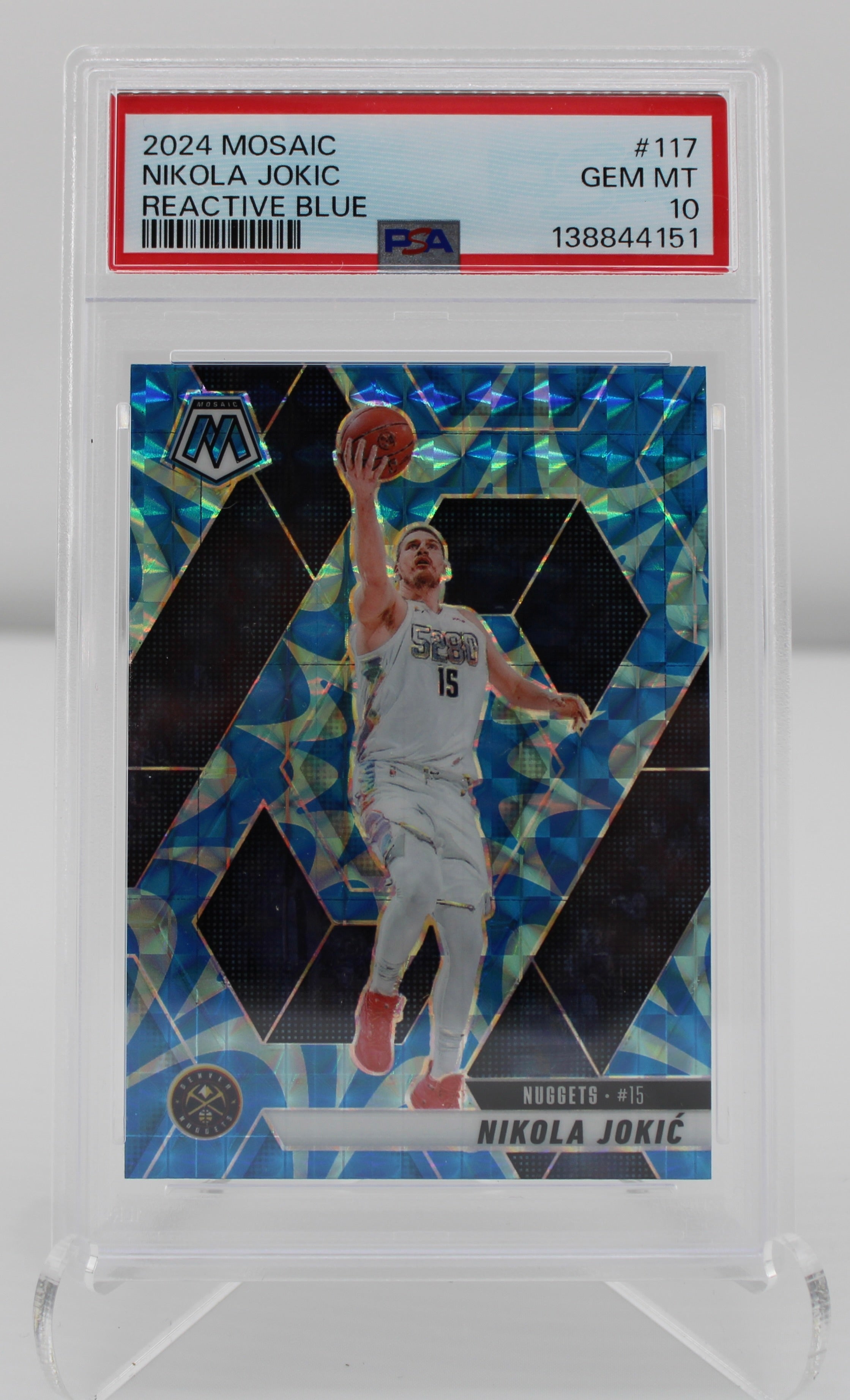 2024 Mosaic #117 Nikola Jokic Reactive Blue PSA 10 GEM MT
