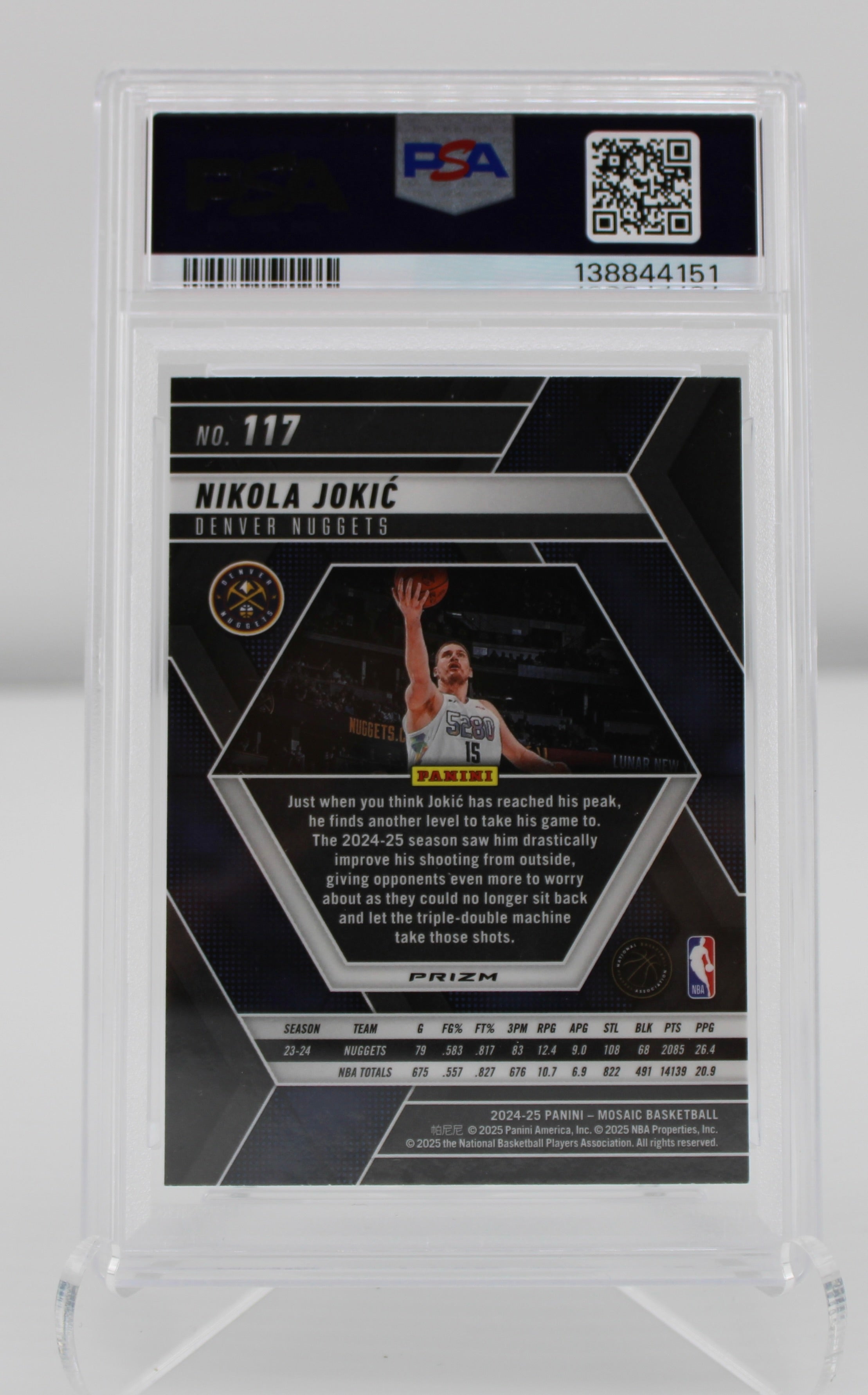 2024 Mosaic #117 Nikola Jokic Reactive Blue PSA 10 GEM MT