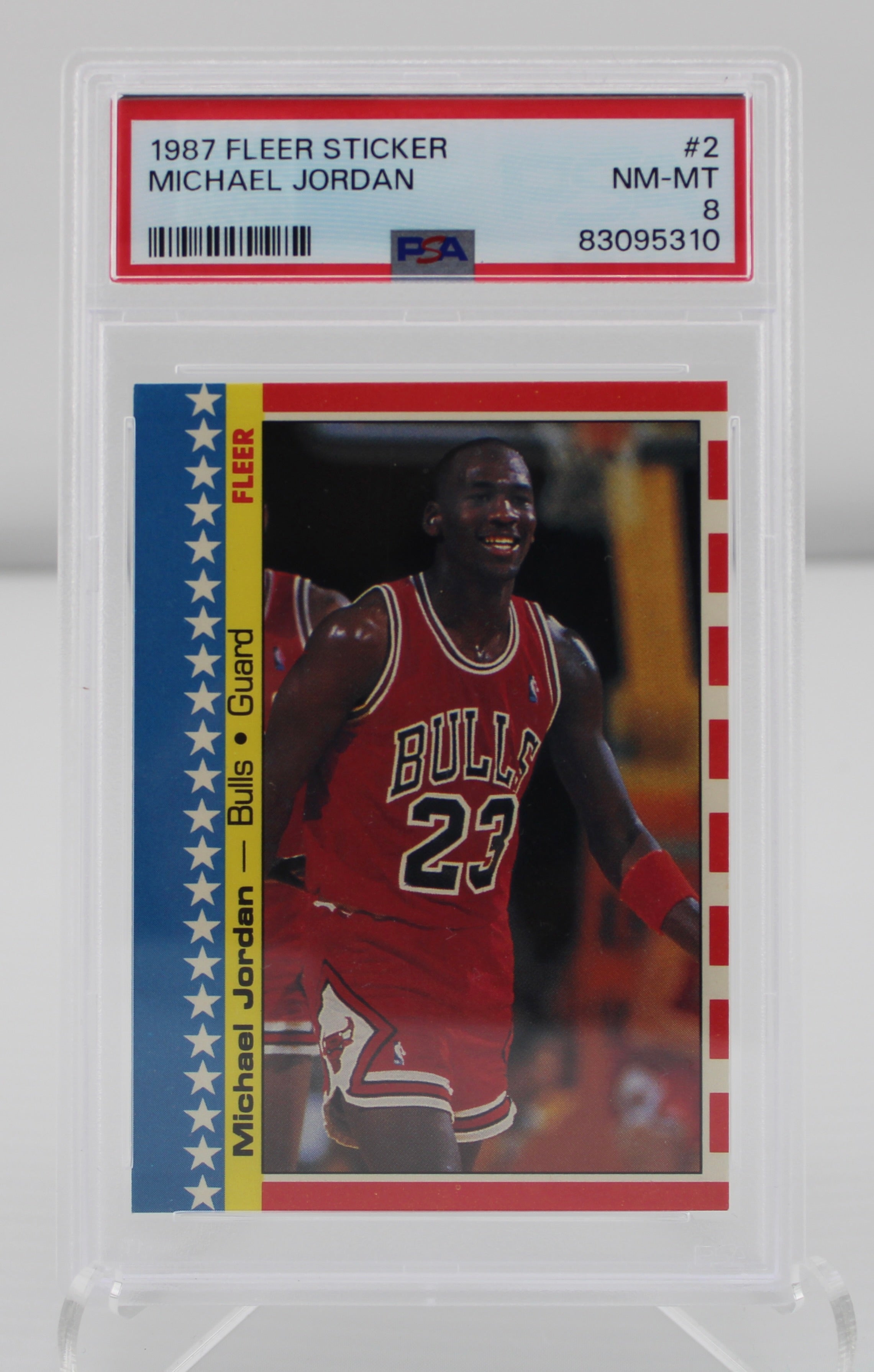 1987 Fleer Sticker #2 Michael Jordan PSA 8 NM-MT