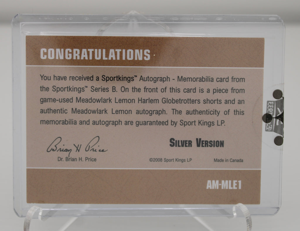 Sport Kings Meadowlark Lemon Autograph-Memorabilia Card