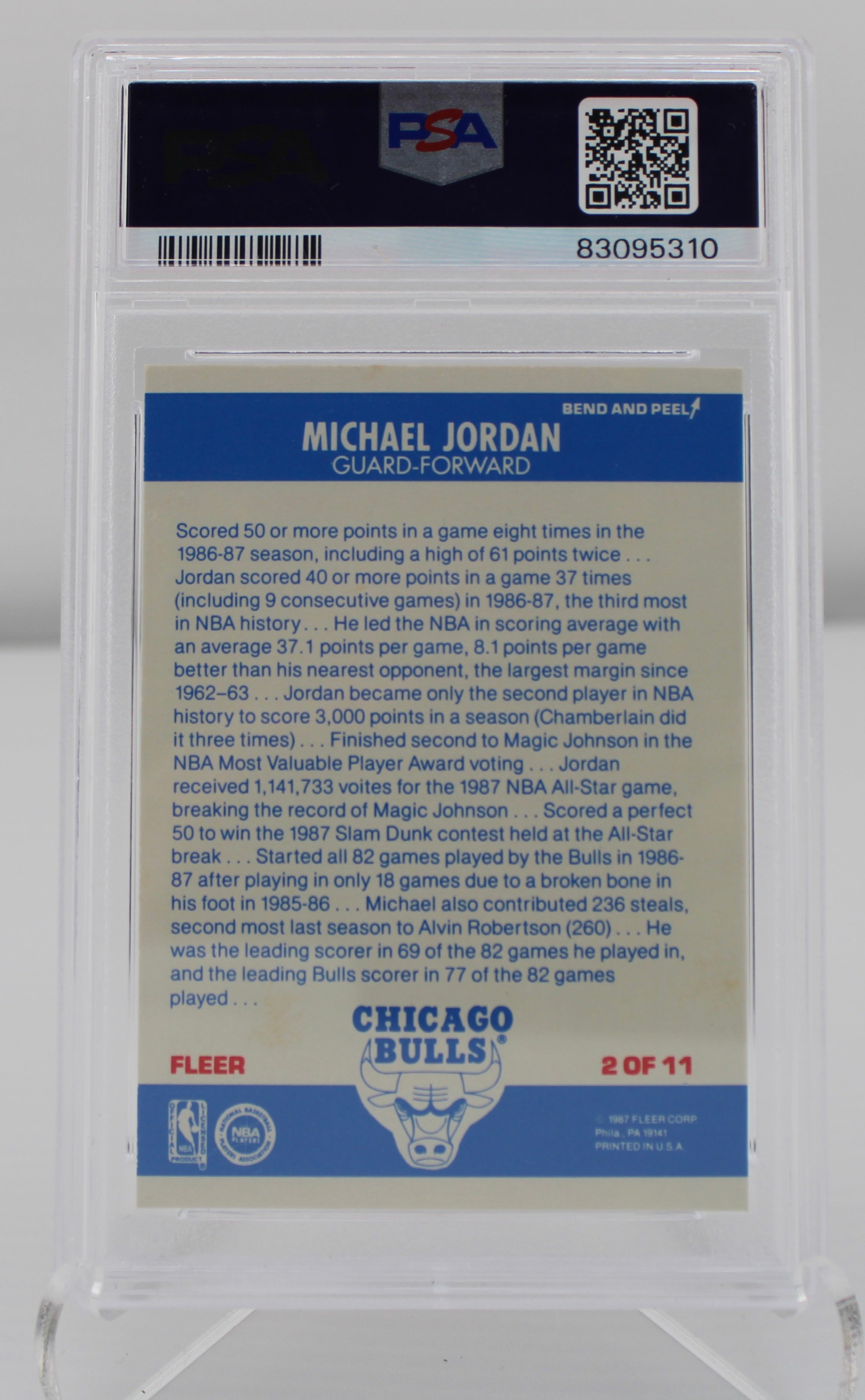 1987 Fleer Sticker #2 Michael Jordan PSA 8 NM-MT