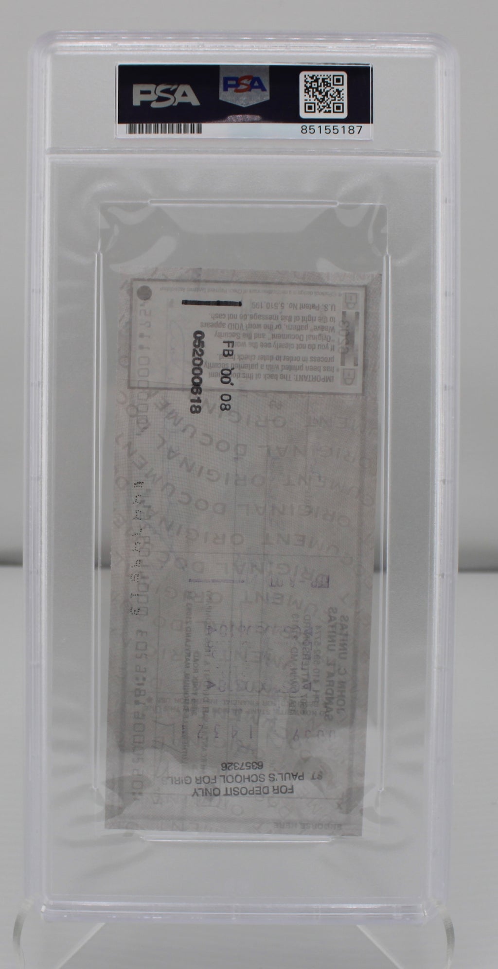 Johnny Unitas Signed Personal Check PSA/DNA Auto Grade Mint 9