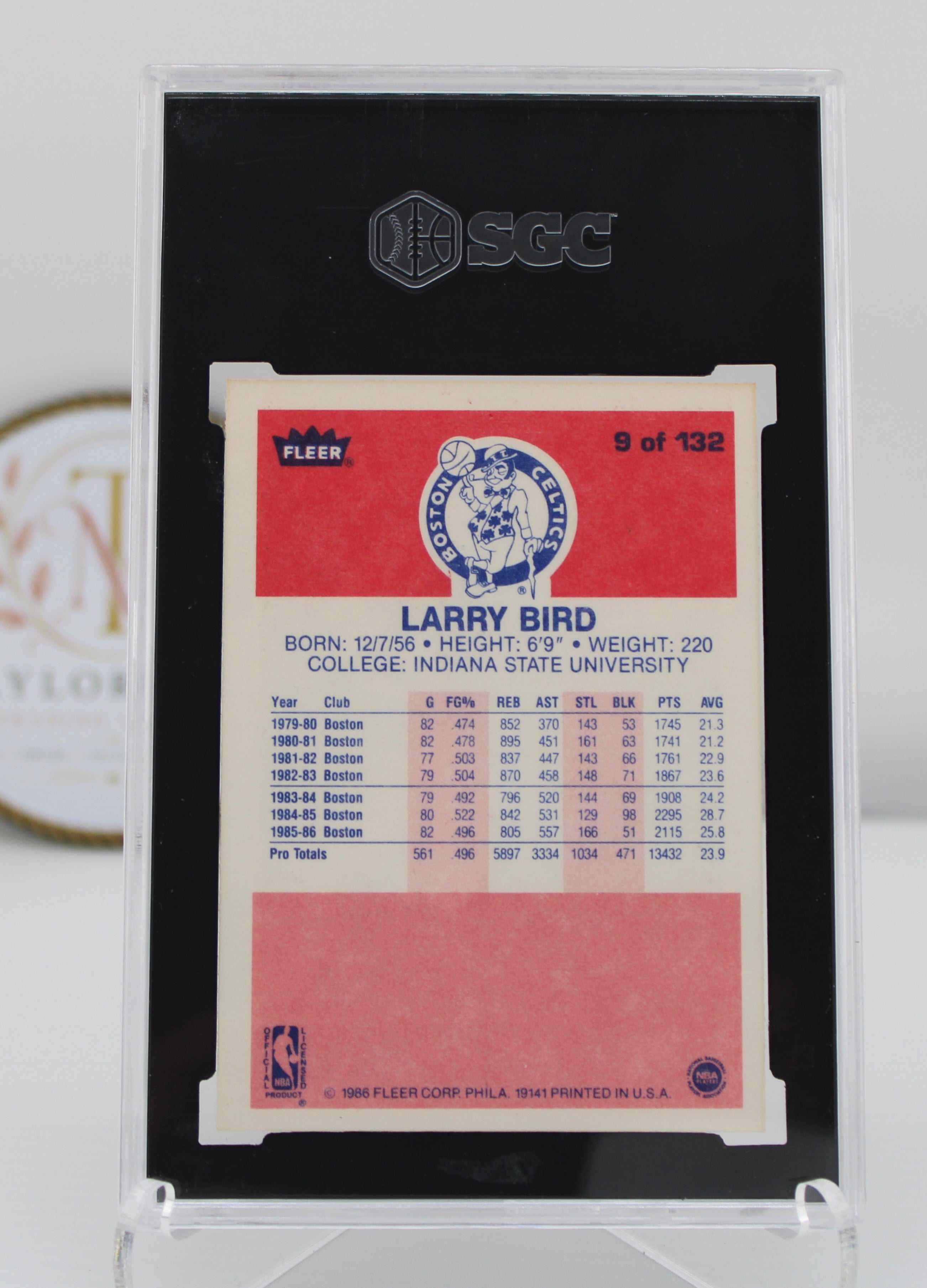 1986-87 Fleer #9 Larry Bird SGC 10 Gem Mint