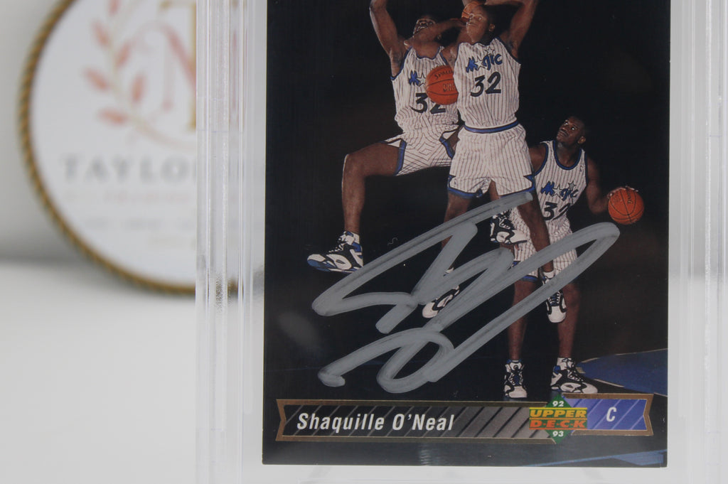 1992-93 Upper Deck #1B Shaquille O'Neal Trade Beckett 9 Auto Game-Worn Patch Rookie Year Jersey