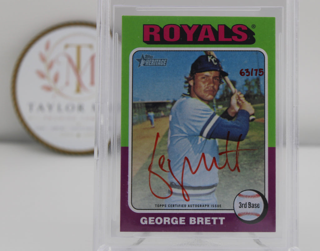 2024 Topps Heritage Real One Autographs Red Ink #ROAGB George Brett Beckett 8.5 NM-MT+ 63/75
