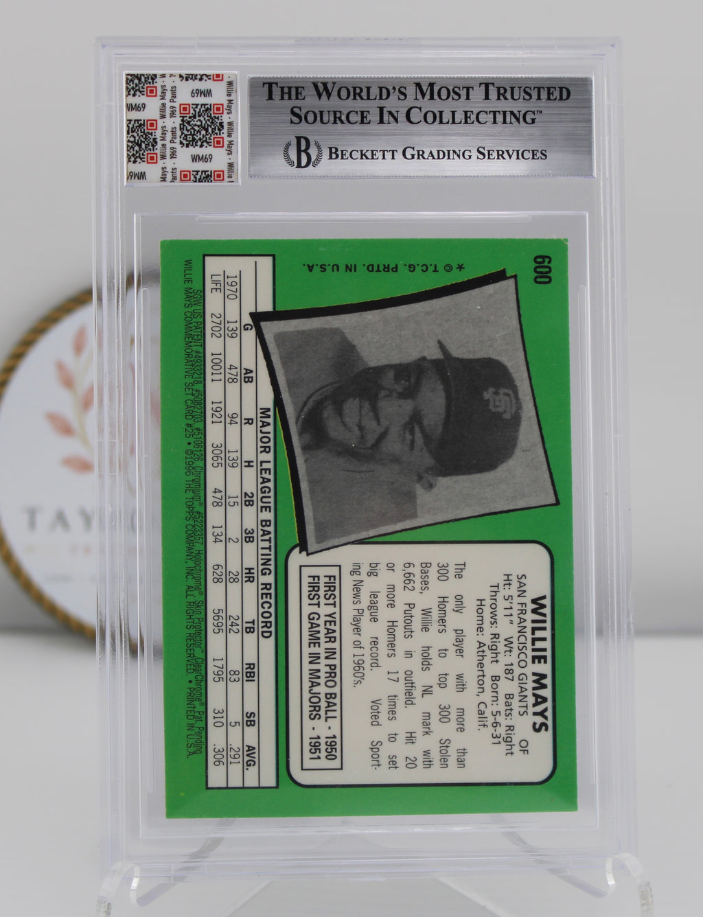 1997 Topps Finest Mays #25 Willie Mays 1969 Game-Worn Pants Relic Jersey Fusion Authentic