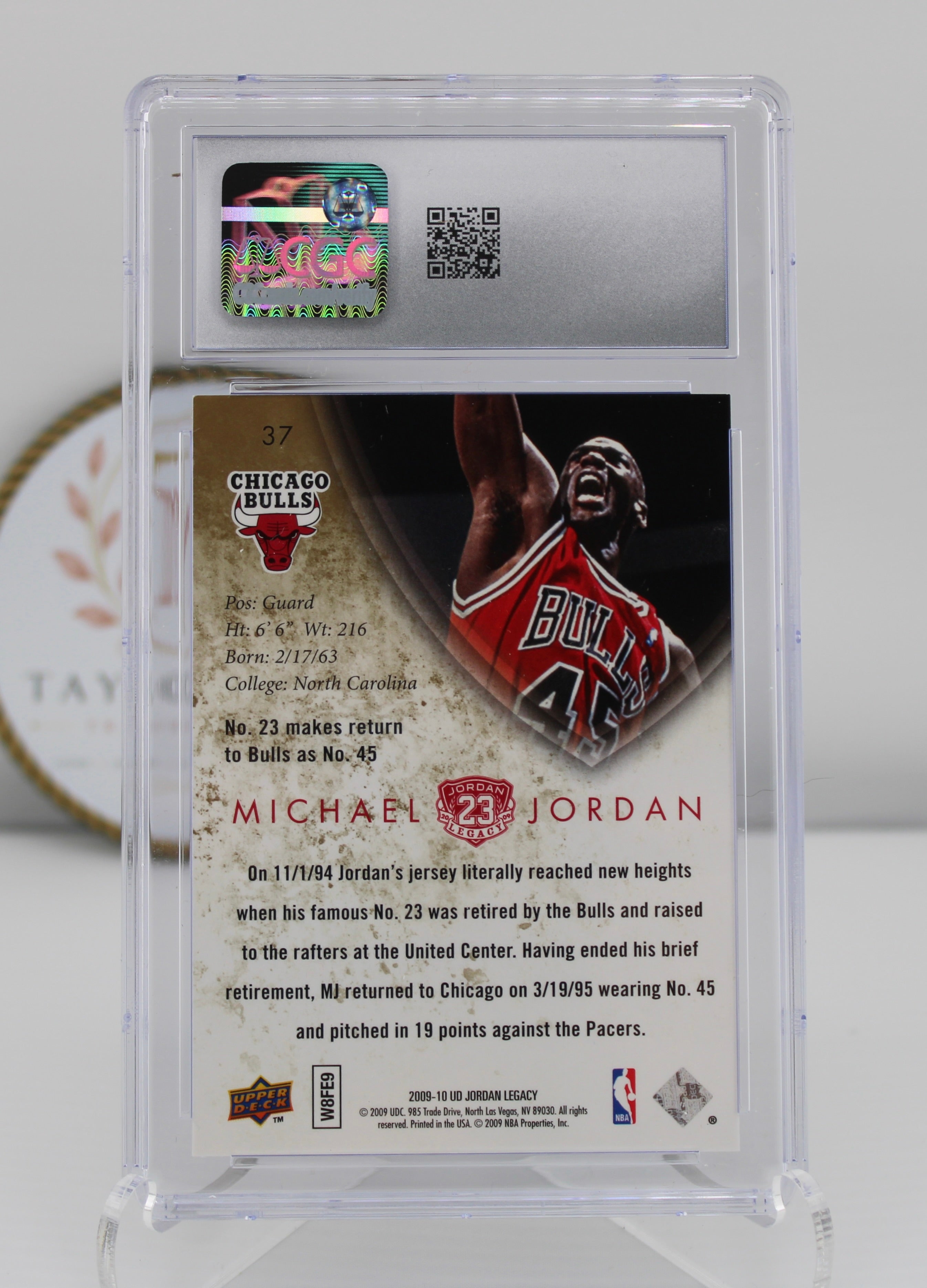 2009-10 Upper Deck Jordan Legacy #37 Michael Jordan CGC 10 (Gem Mint) — No. 23 Returns as No. 45