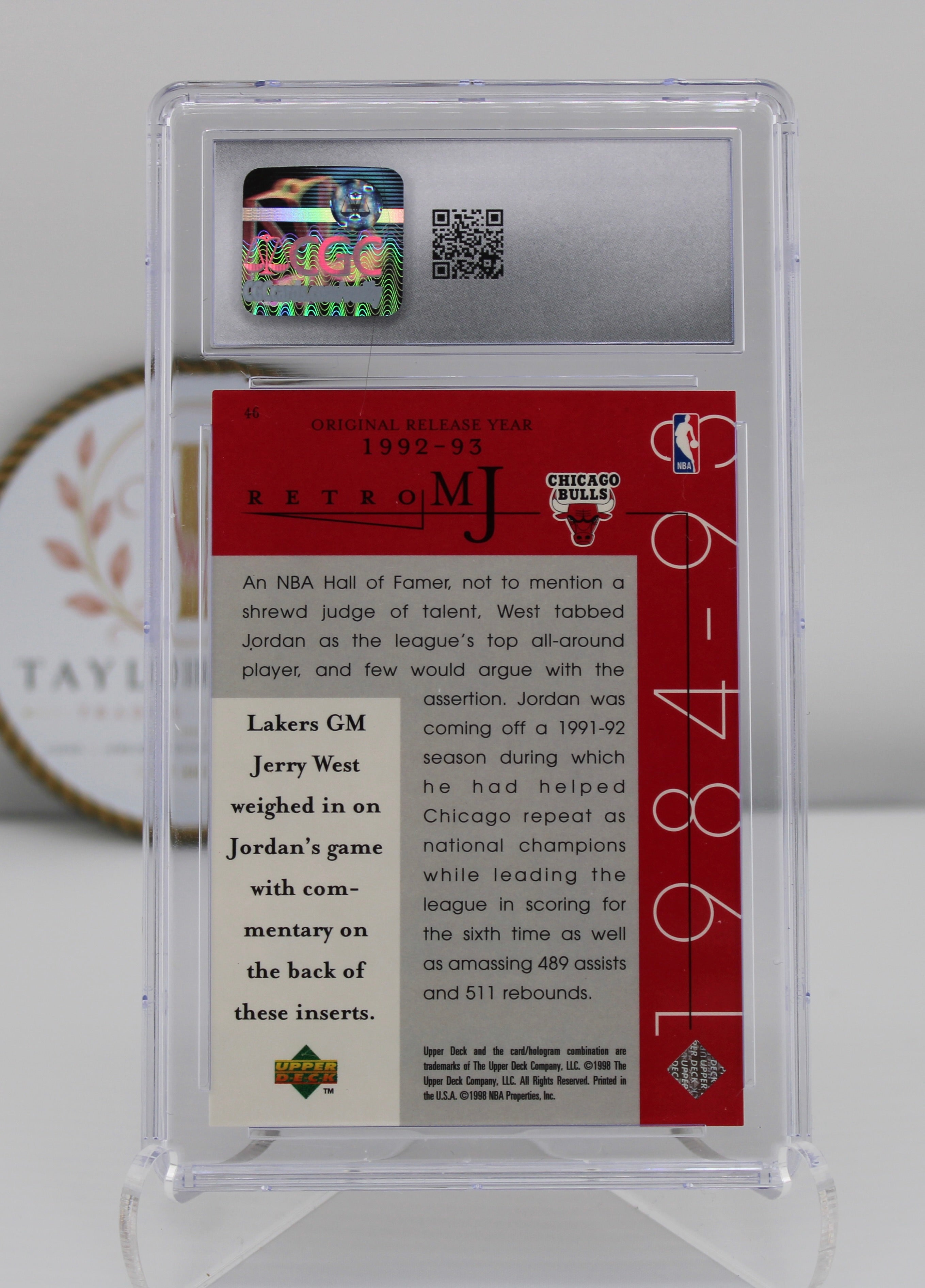 1998 Upper Deck MJ Career Collection #46 Michael Jordan CGC 10 (Gem Mint) — Jerry West Selects Best All-Around Player