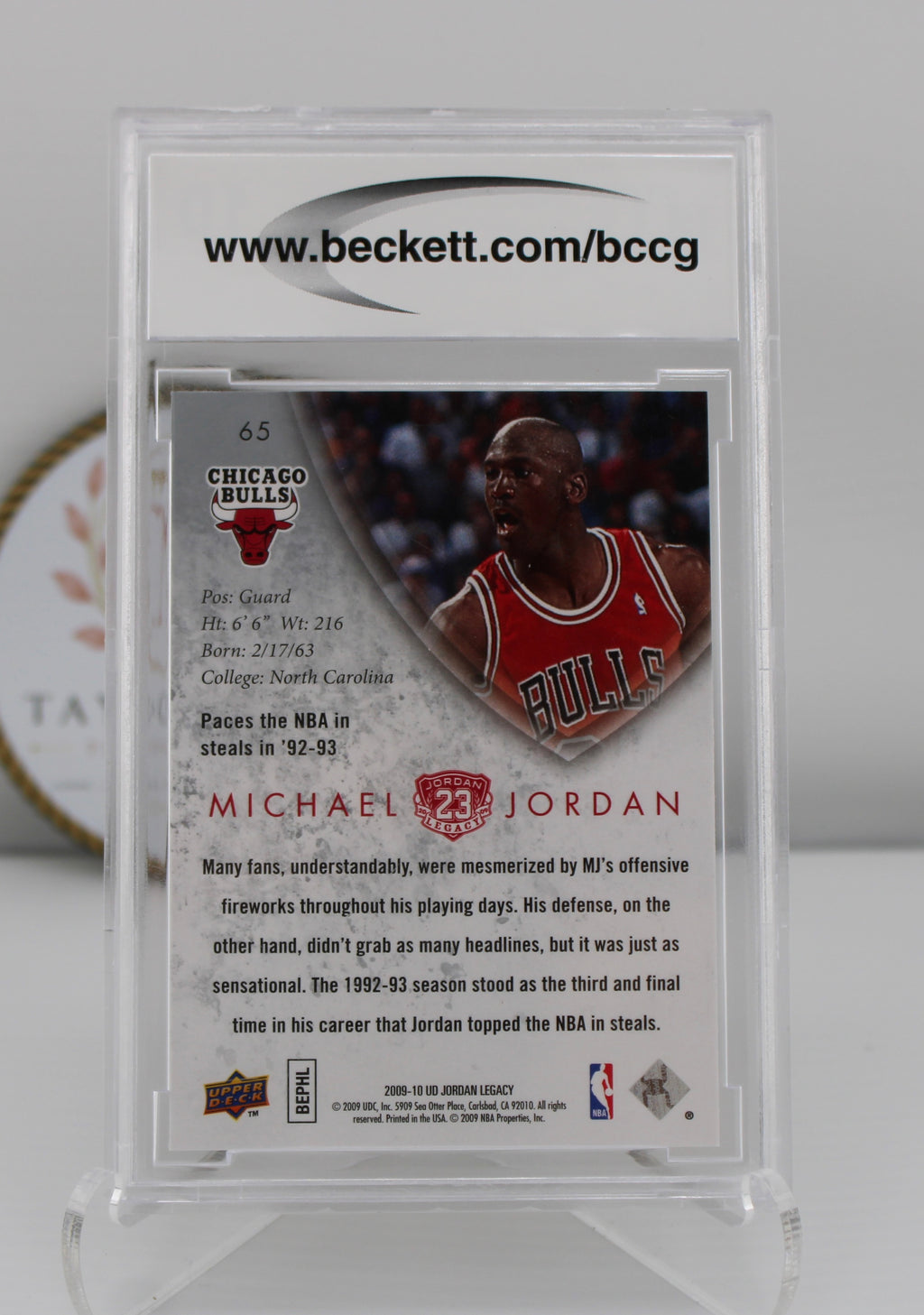 2009-10 Upper Deck MJ Legacy Collection Gold #65 Michael Jordan BCCG 10 (Mint or Better) — Leads NBA in Steals for Third Time