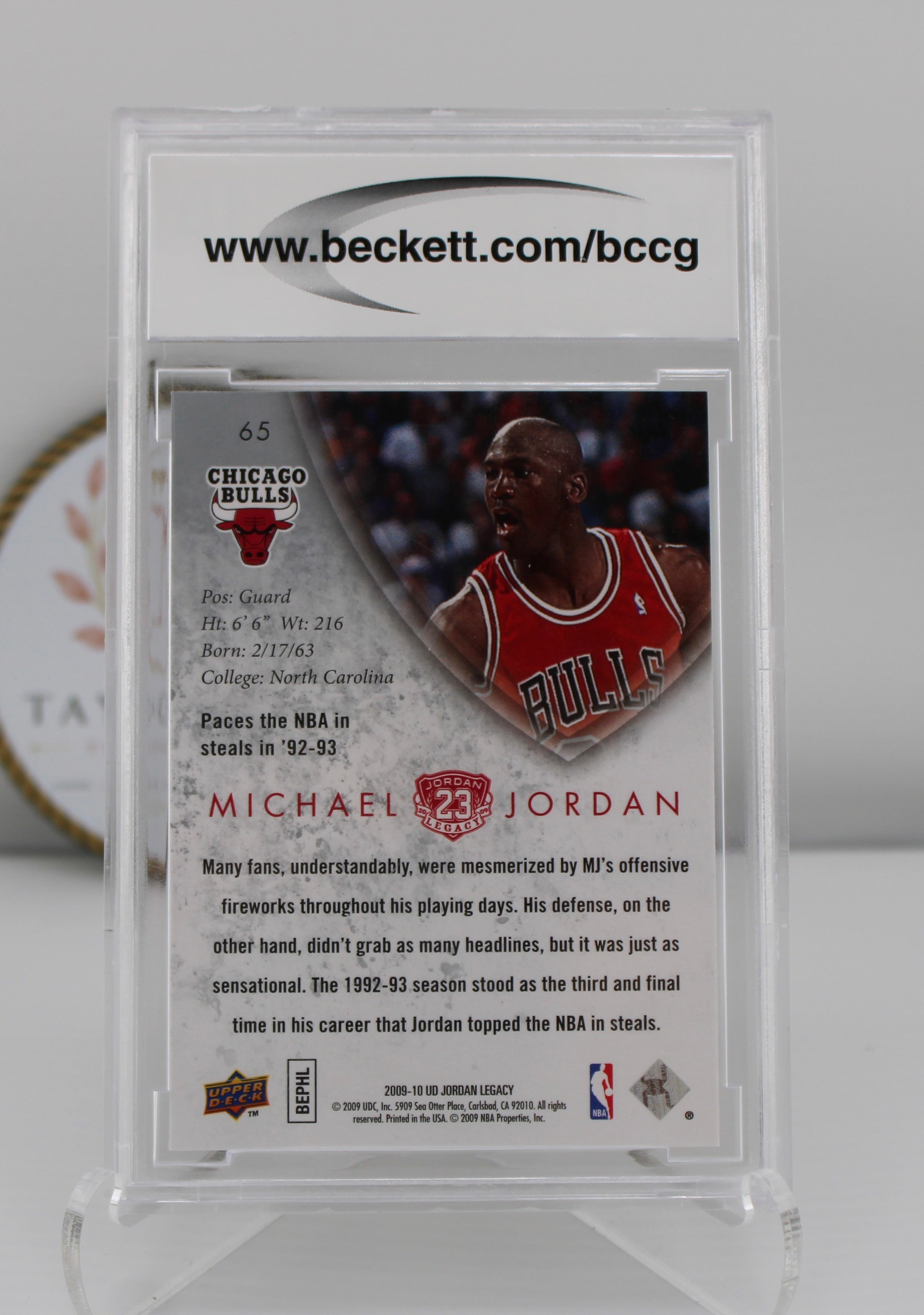 2009-10 Upper Deck MJ Legacy Collection Gold #65 Michael Jordan BCCG 10 (Mint or Better) — Leads NBA in Steals for Third Time