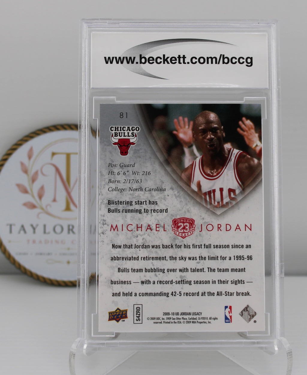 2009-10 Upper Deck MJ Legacy Collection Gold Michael Jordan #81 BCCG 10 Mint – Chicago Bulls