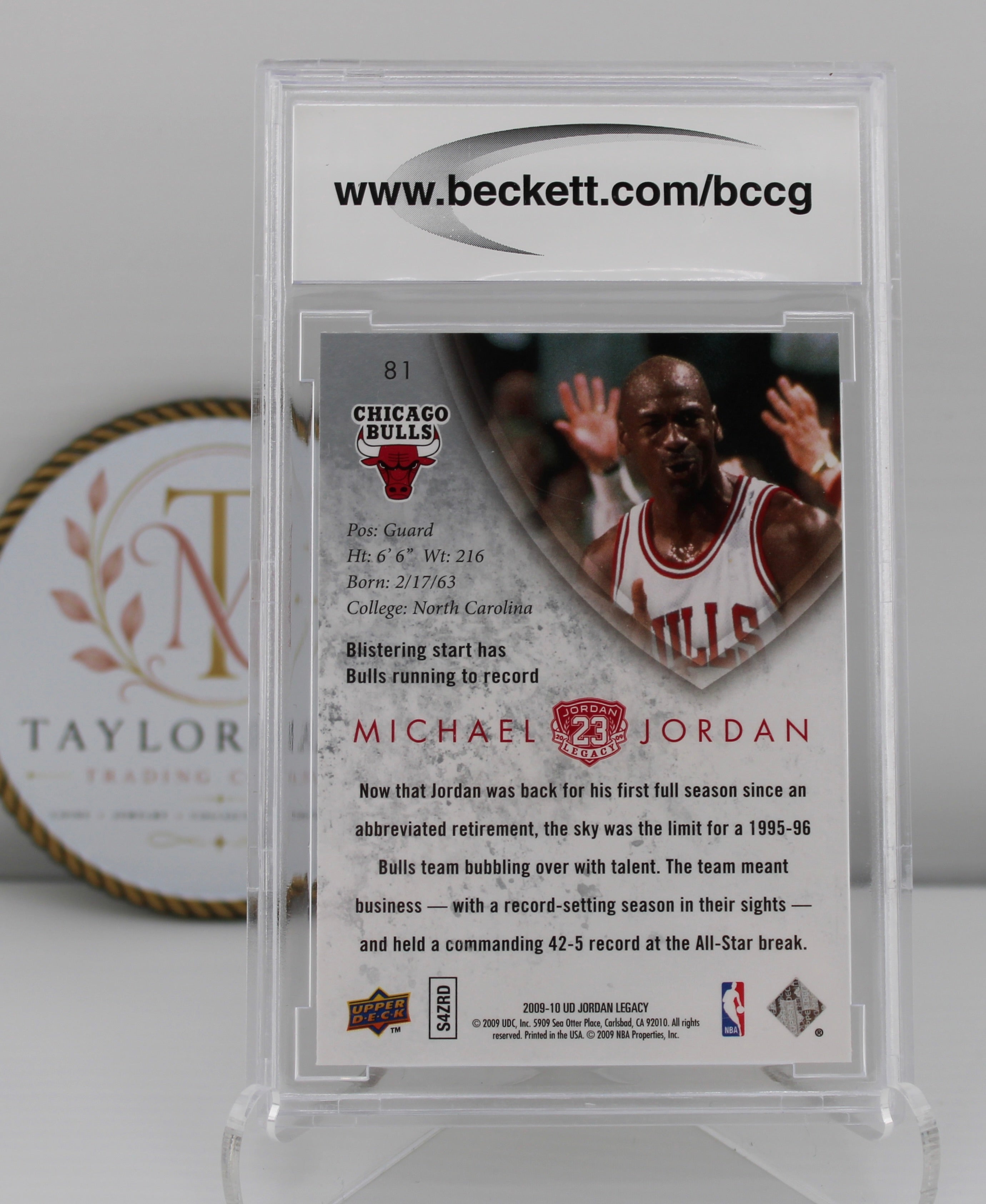 2009-10 Upper Deck MJ Legacy Collection Gold Michael Jordan #81 BCCG 10 Mint – Chicago Bulls