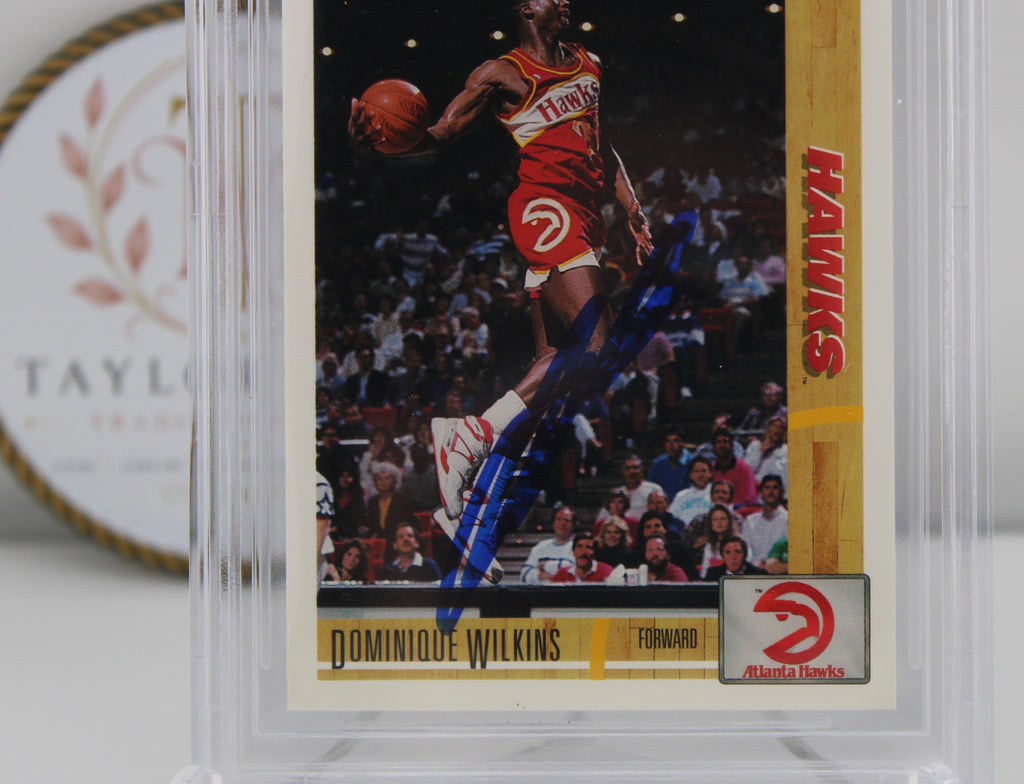 1991-92 Upper Deck Dominique Wilkins #255 Authentic Auto 1988 Game-Used Jersey Swatch BGS Jersey Fusion – Atlanta Hawks