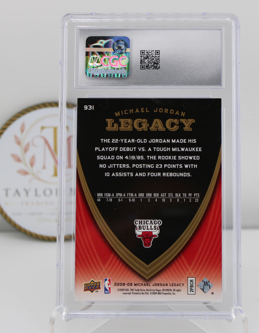 2008-09 Upper Deck Michael Jordan Legacy #931 CGC 10 Gem Mint – Chicago Bulls