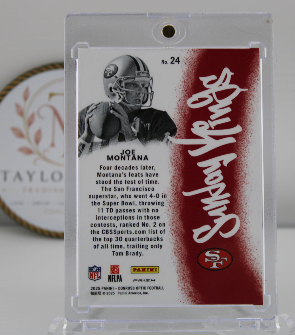 2025 Panini Donruss Optic Joe Montana Sunday Kings Holo Prizm #24 – San Francisco 49ers