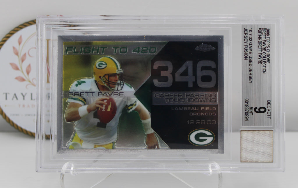 2008 Topps Chrome Brett Favre Collection Flight to 420 #BF346 BGS 9 Mint Game-Used Jersey Fusion