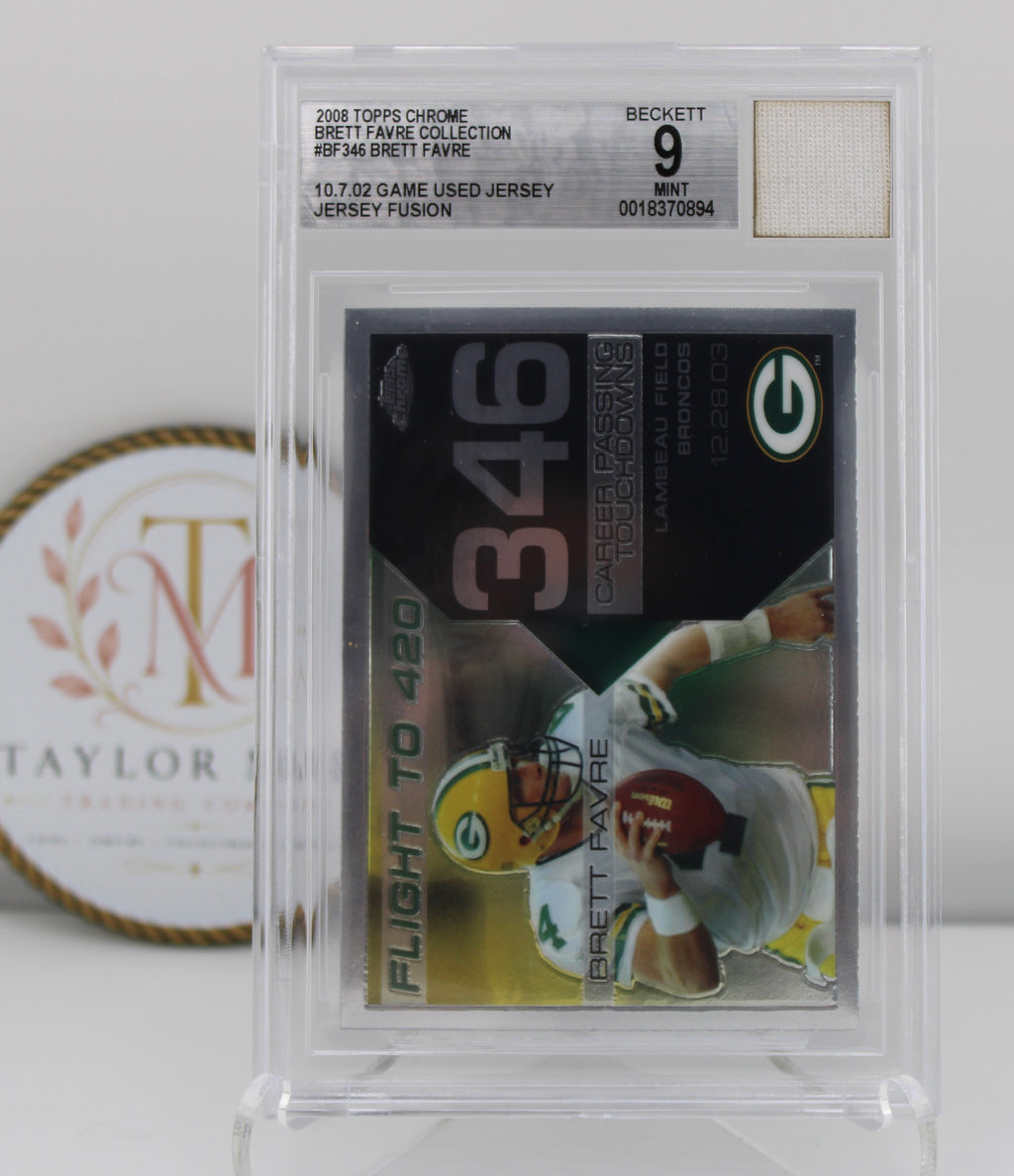 2008 Topps Chrome Brett Favre Collection Flight to 420 #BF346 BGS 9 Mint Game-Used Jersey Fusion