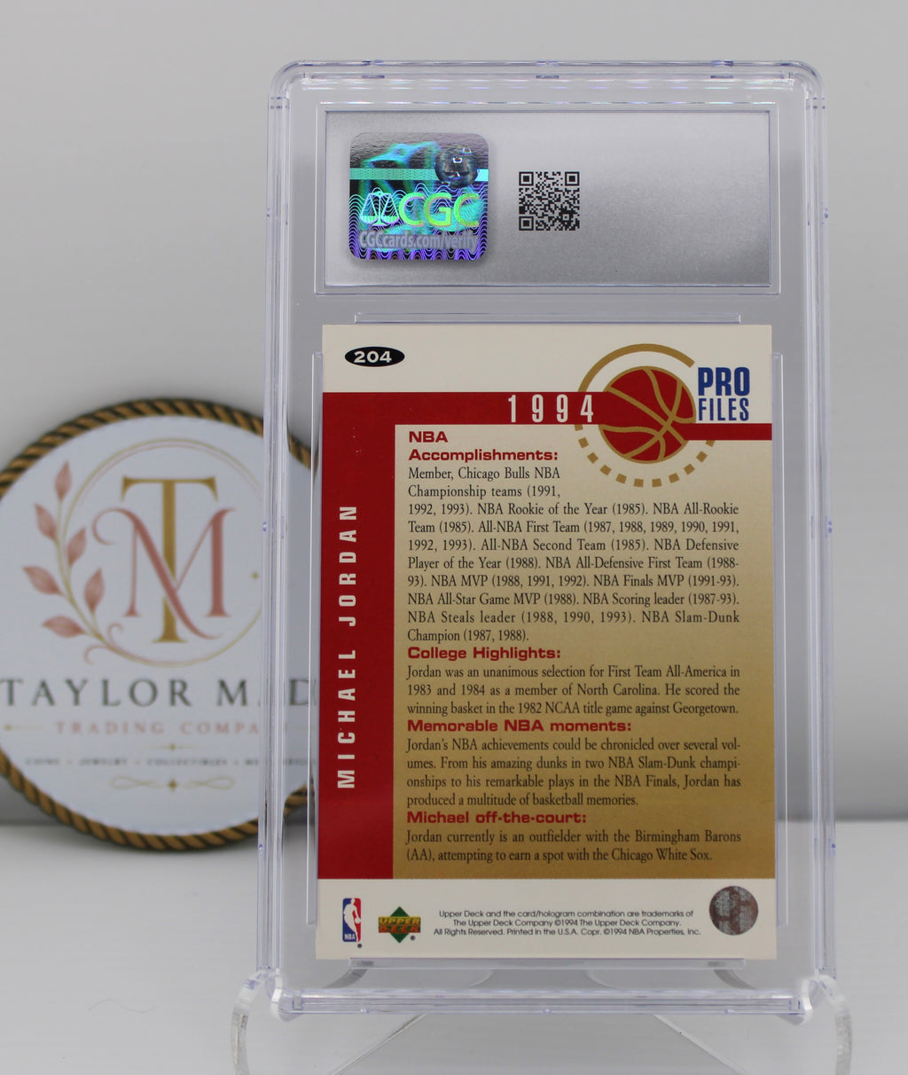 1994-95 Upper Deck Collector's Choice Pro Files Michael Jordan #204 CGC 9 Mint