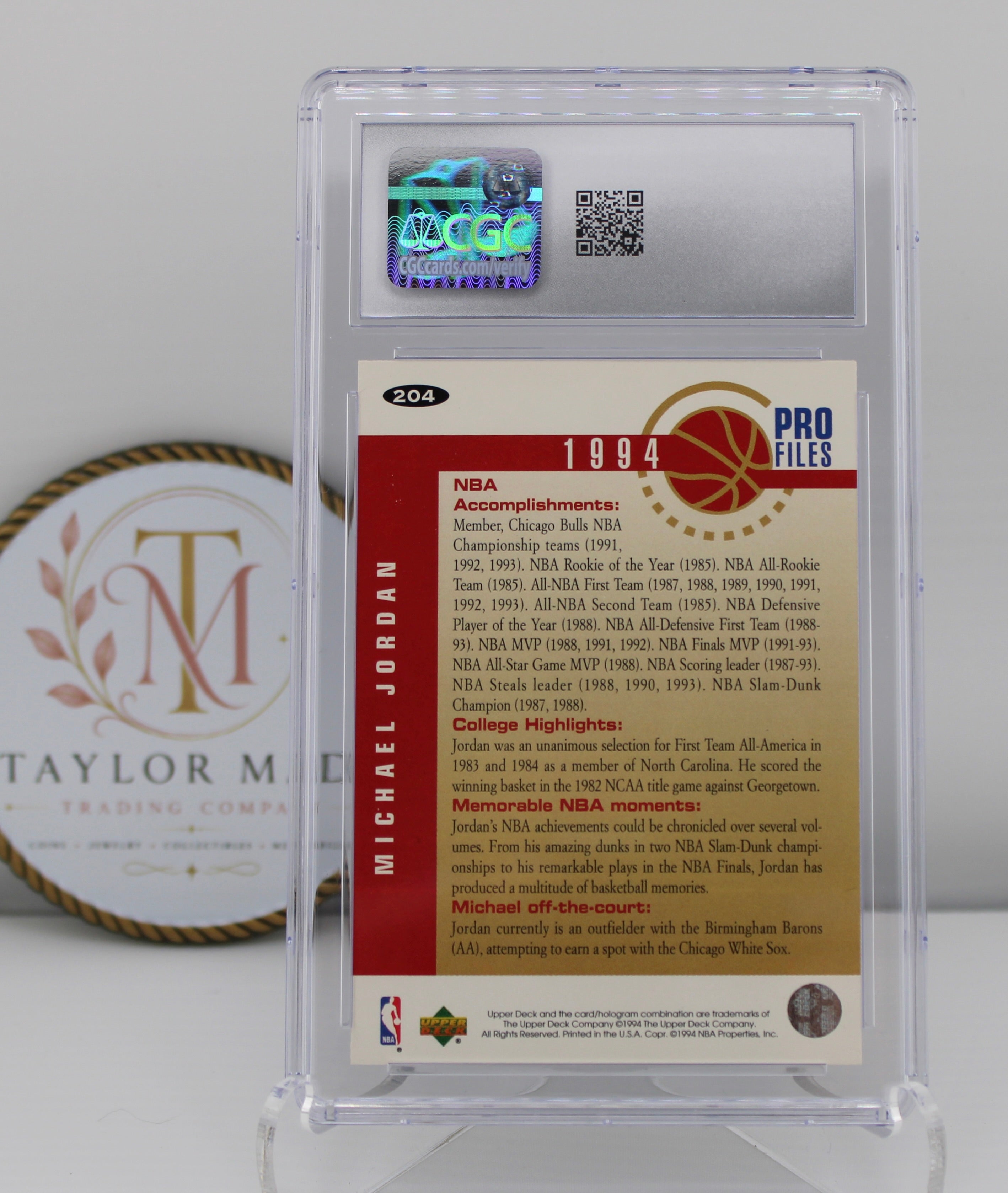 1994-95 Upper Deck Collector's Choice Pro Files Michael Jordan #204 CGC 9 Mint