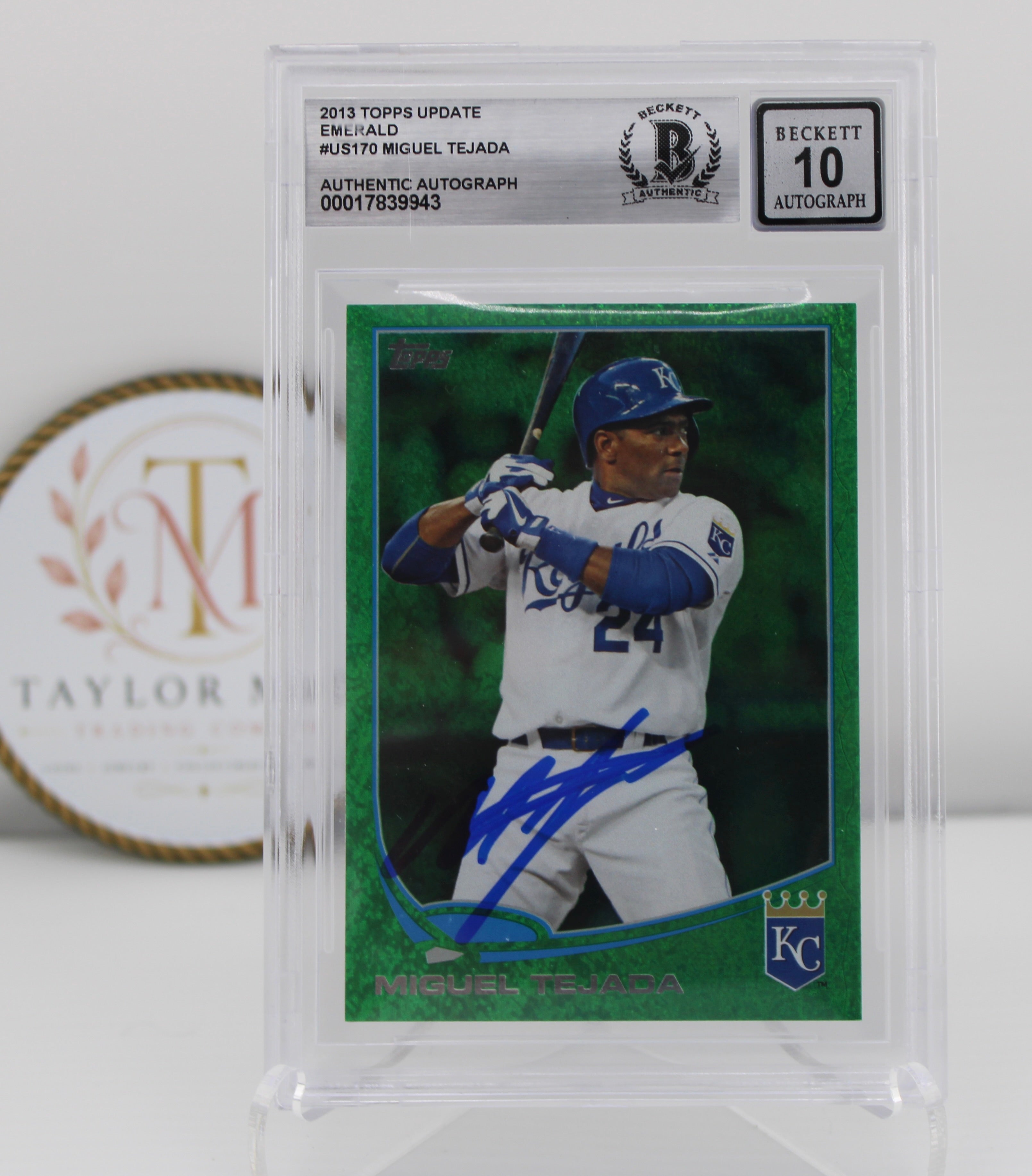 2013 Topps Update Emerald Miguel Tejada #US170 BGS 10 Authentic Autograph
