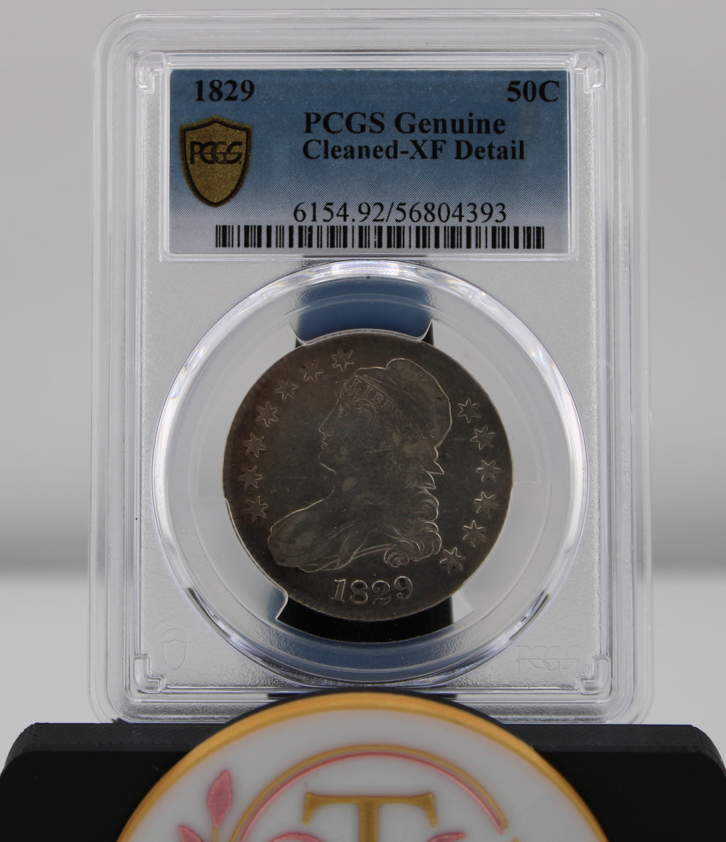 1829 Capped Bust Half Dollar 50C PCGS Genuine Cleaned-XF Detail