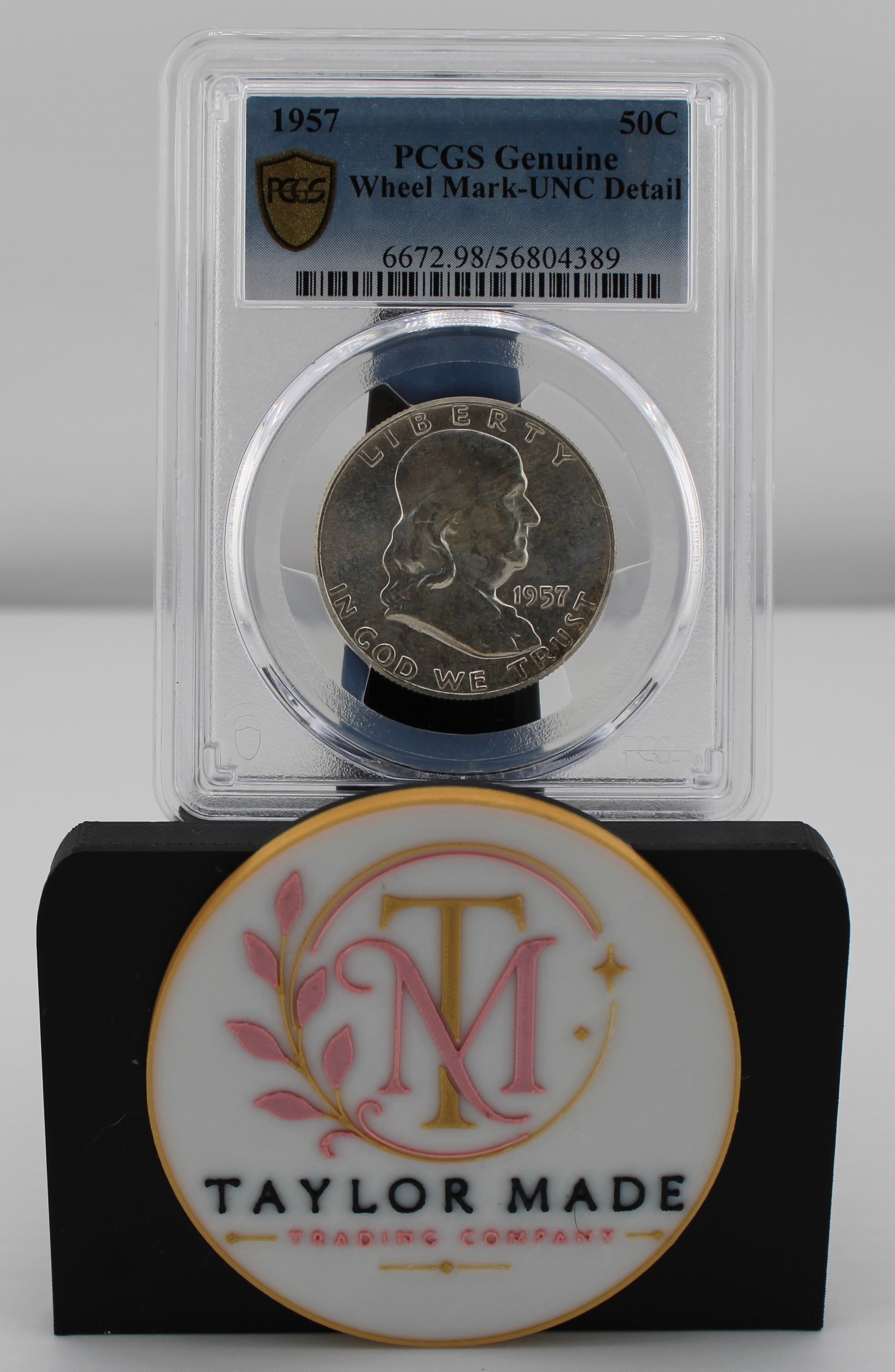 1957 Franklin Half Dollar 50C PCGS Genuine Wheel Mark-UNC Detail