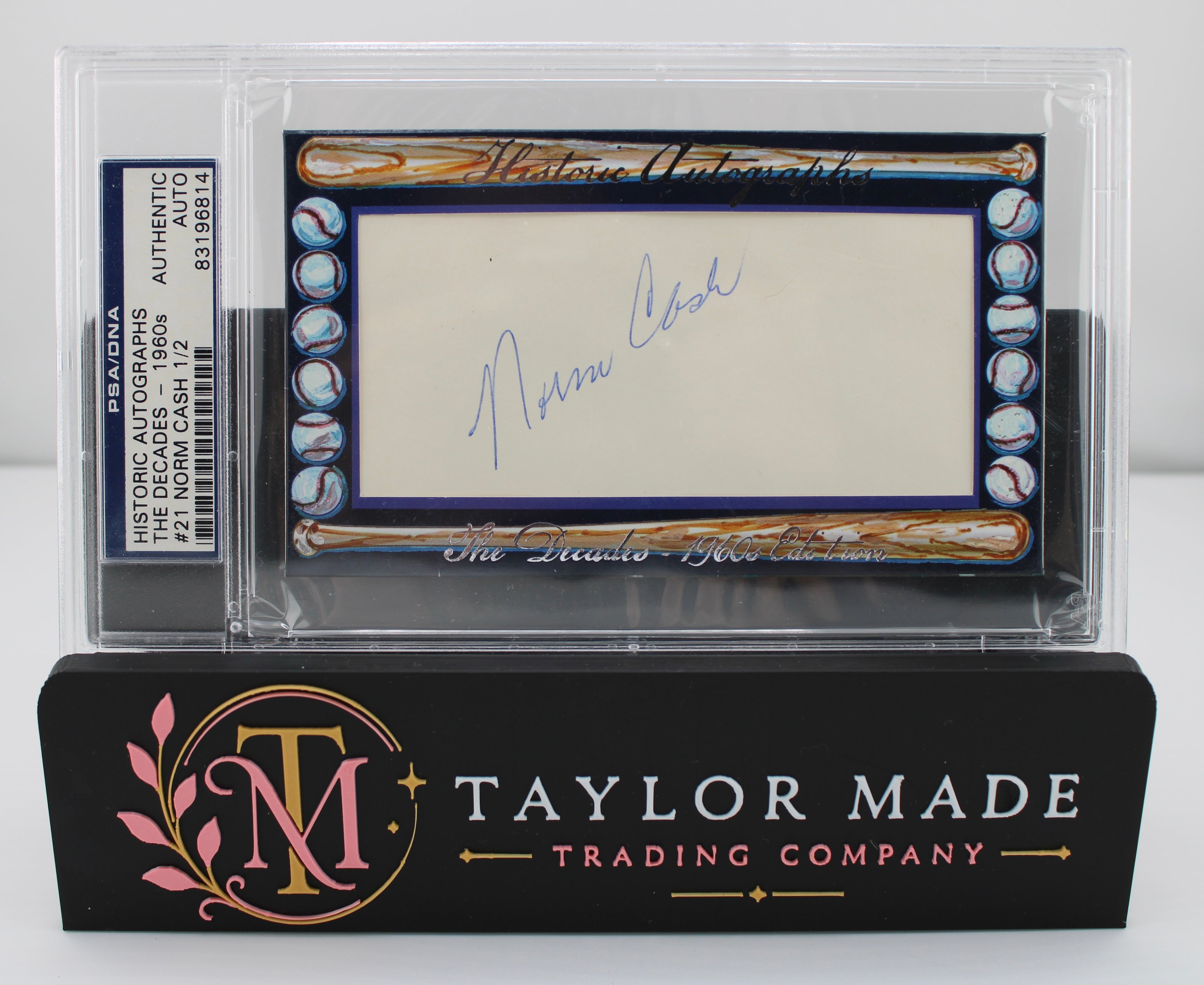 Historic Autographs Decades 1960s Norm Cash Auto #21/2 PSA/DNA - Front