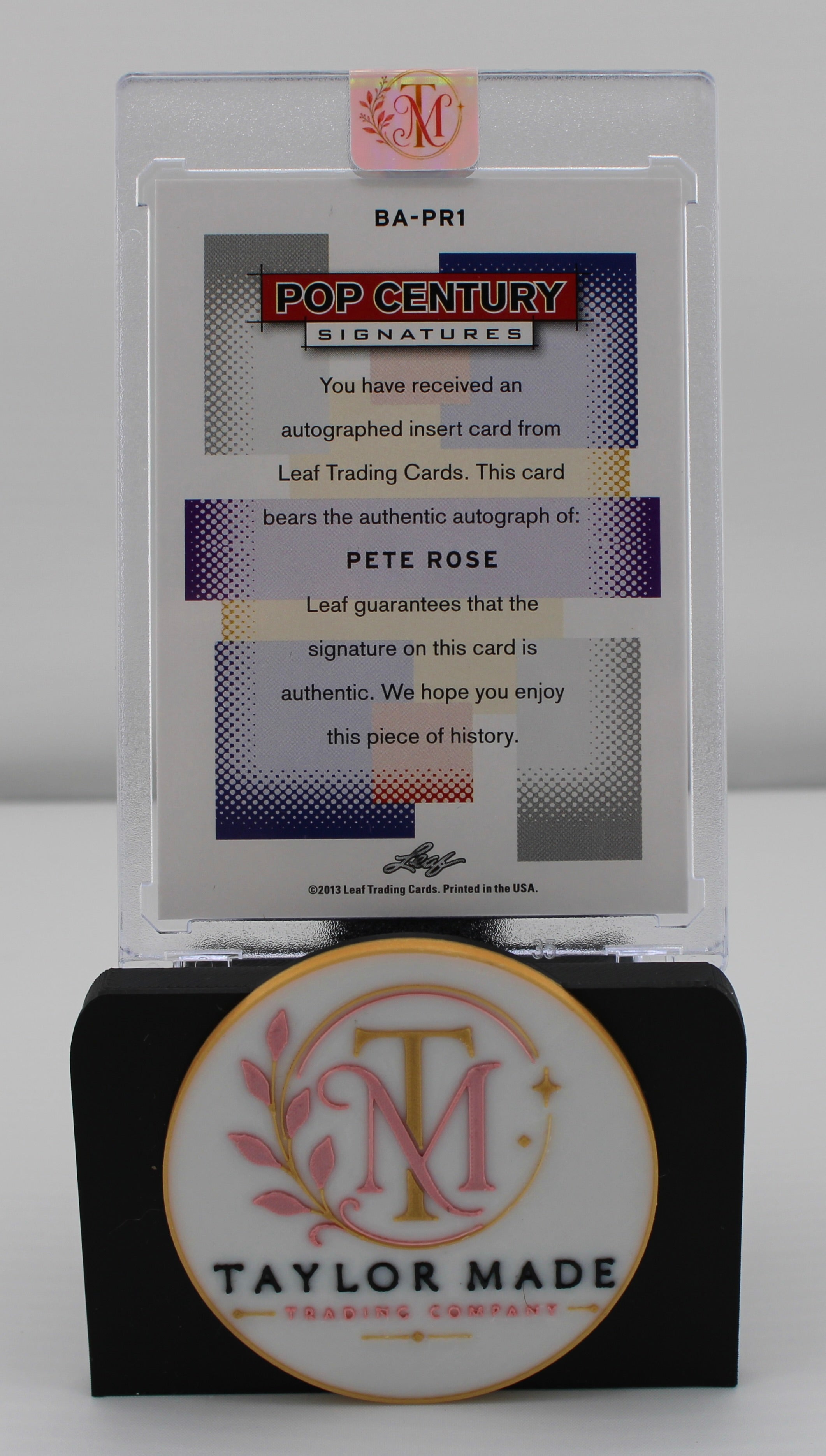 2013 Leaf Pop Century Signatures Pete Rose Autograph #BA-PR1 - Back