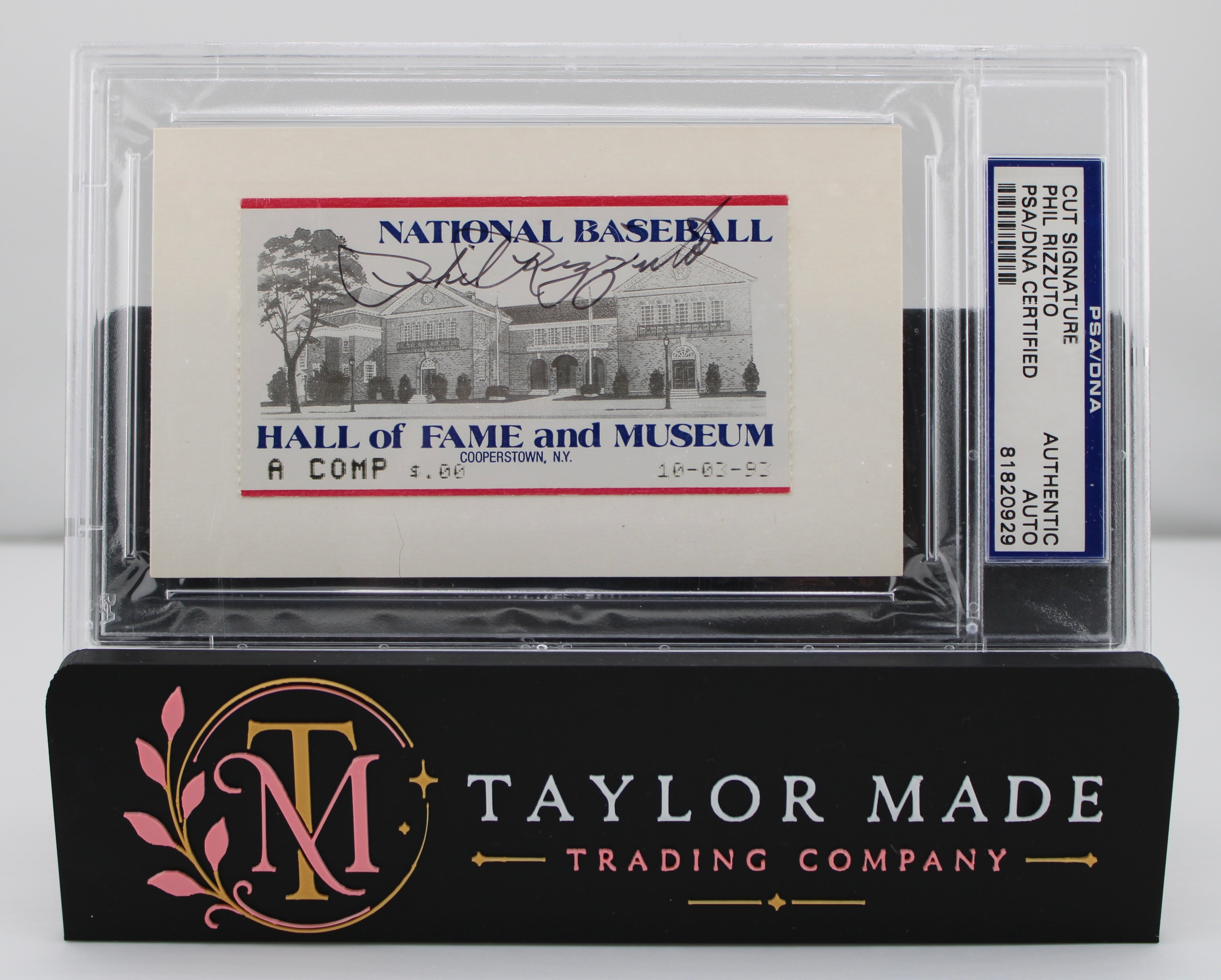 Phil Rizzuto Cut Signature PSA/DNA Authentic Auto - Hall of Fame Ticket Front