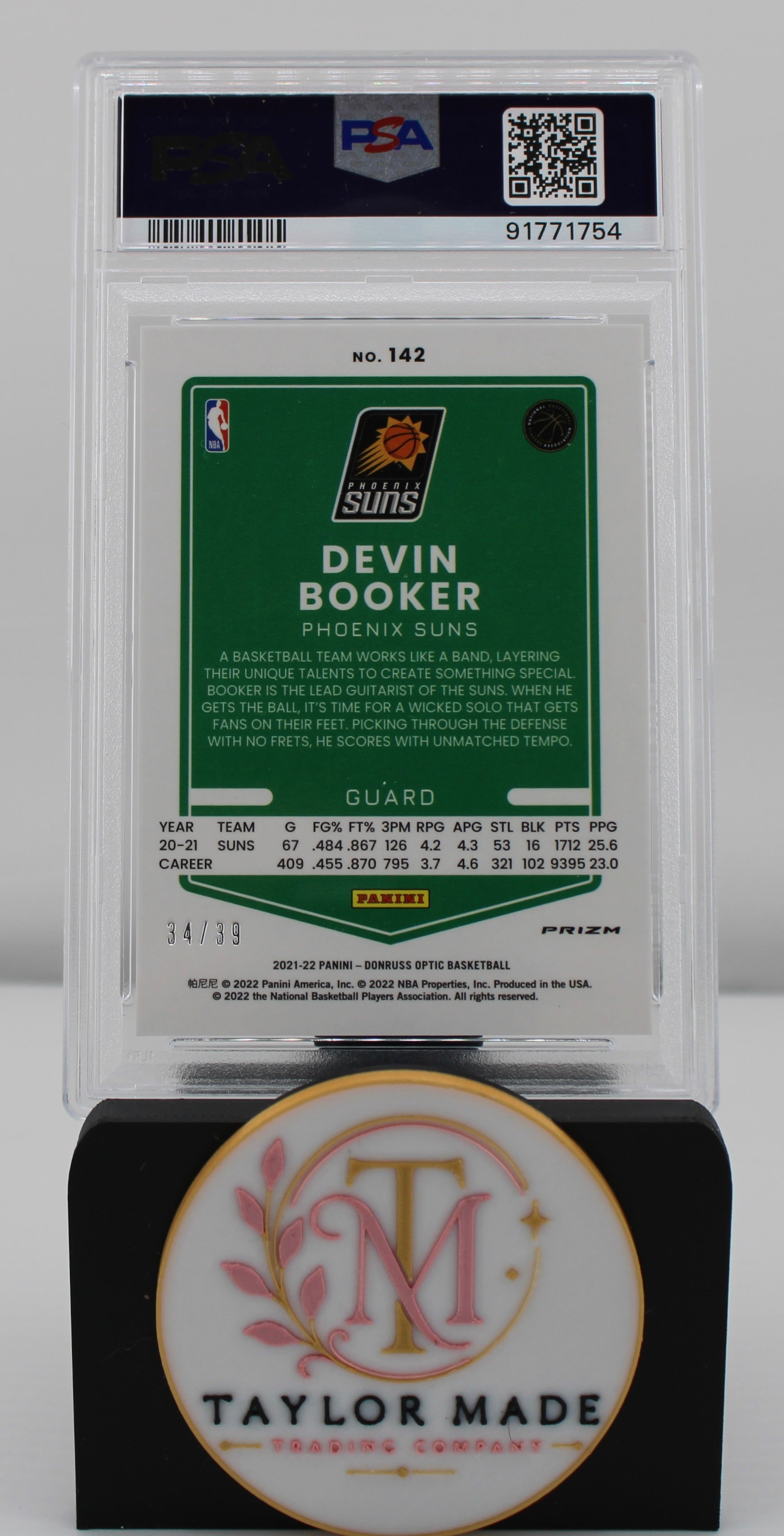 2021 Donruss Optic #142 Devin Booker Black Velocity /39 PSA MINT 9