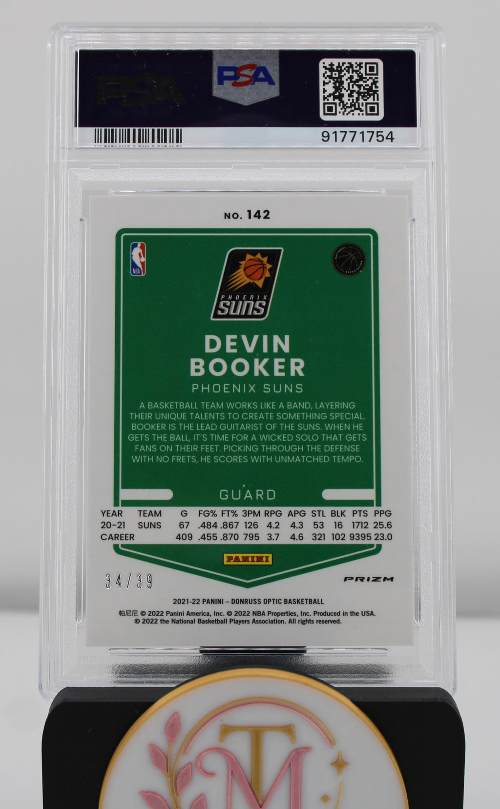 2021 Donruss Optic #142 Devin Booker Black Velocity /39 PSA MINT 9