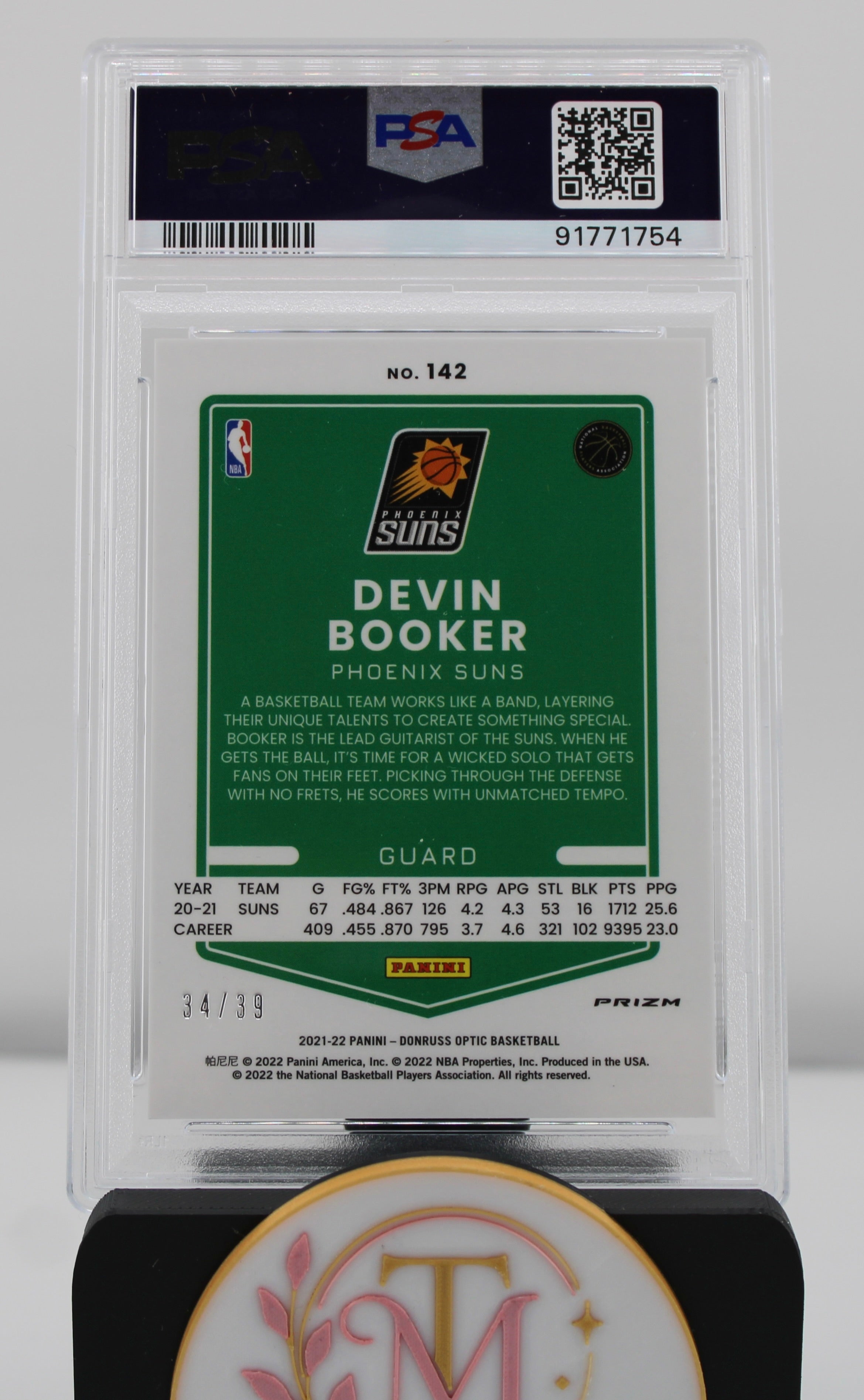 2021 Donruss Optic #142 Devin Booker Black Velocity /39 PSA MINT 9