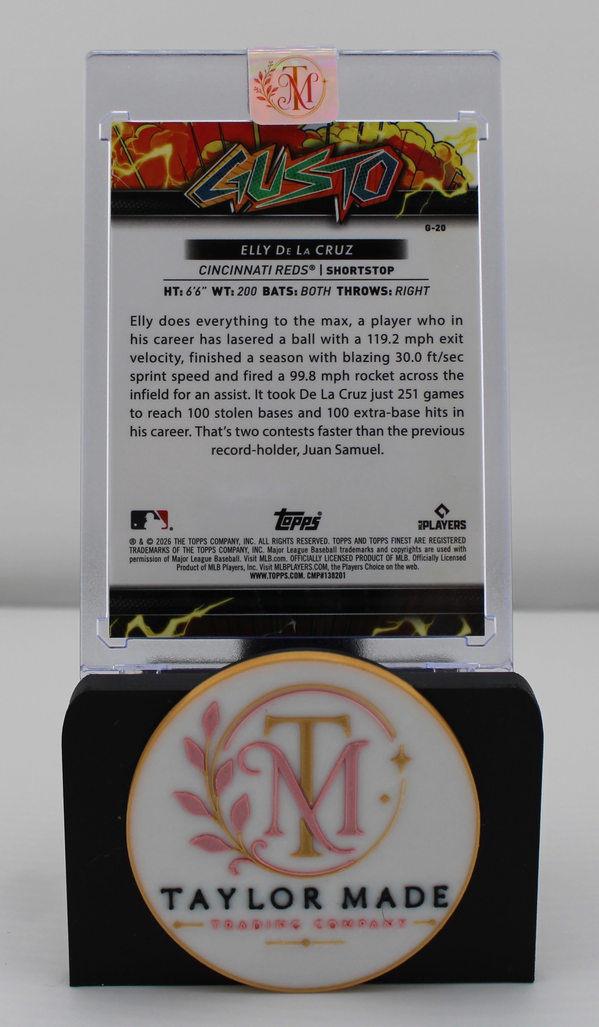 2026 Topps Finest #G-20 Elly De La Cruz Gusto Insert - Back