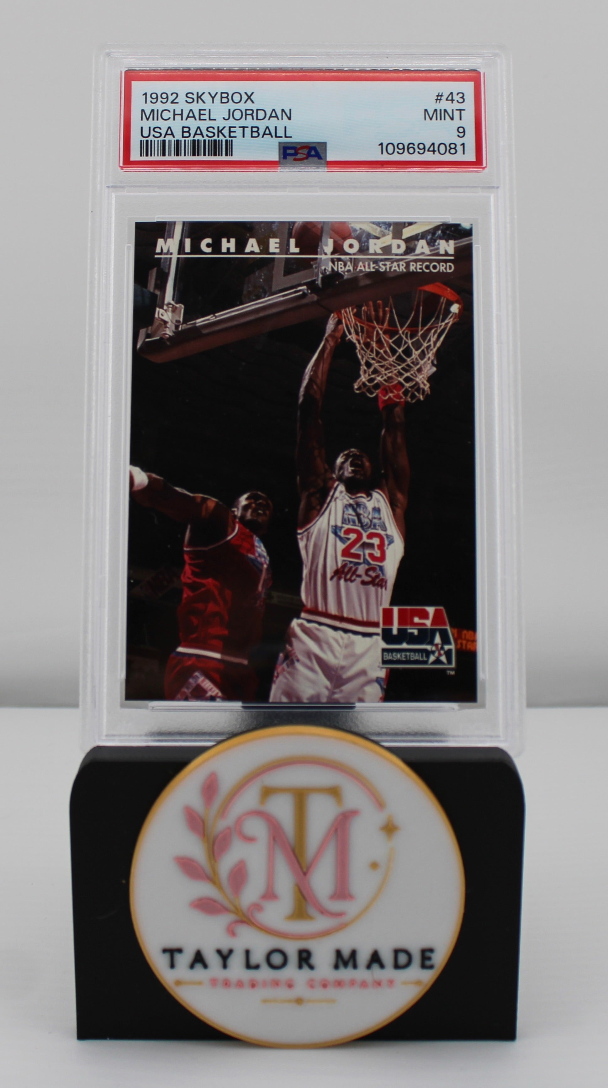 1992 SkyBox #43 Michael Jordan USA Basketball NBA All-Star Record PSA MINT 9 - Front