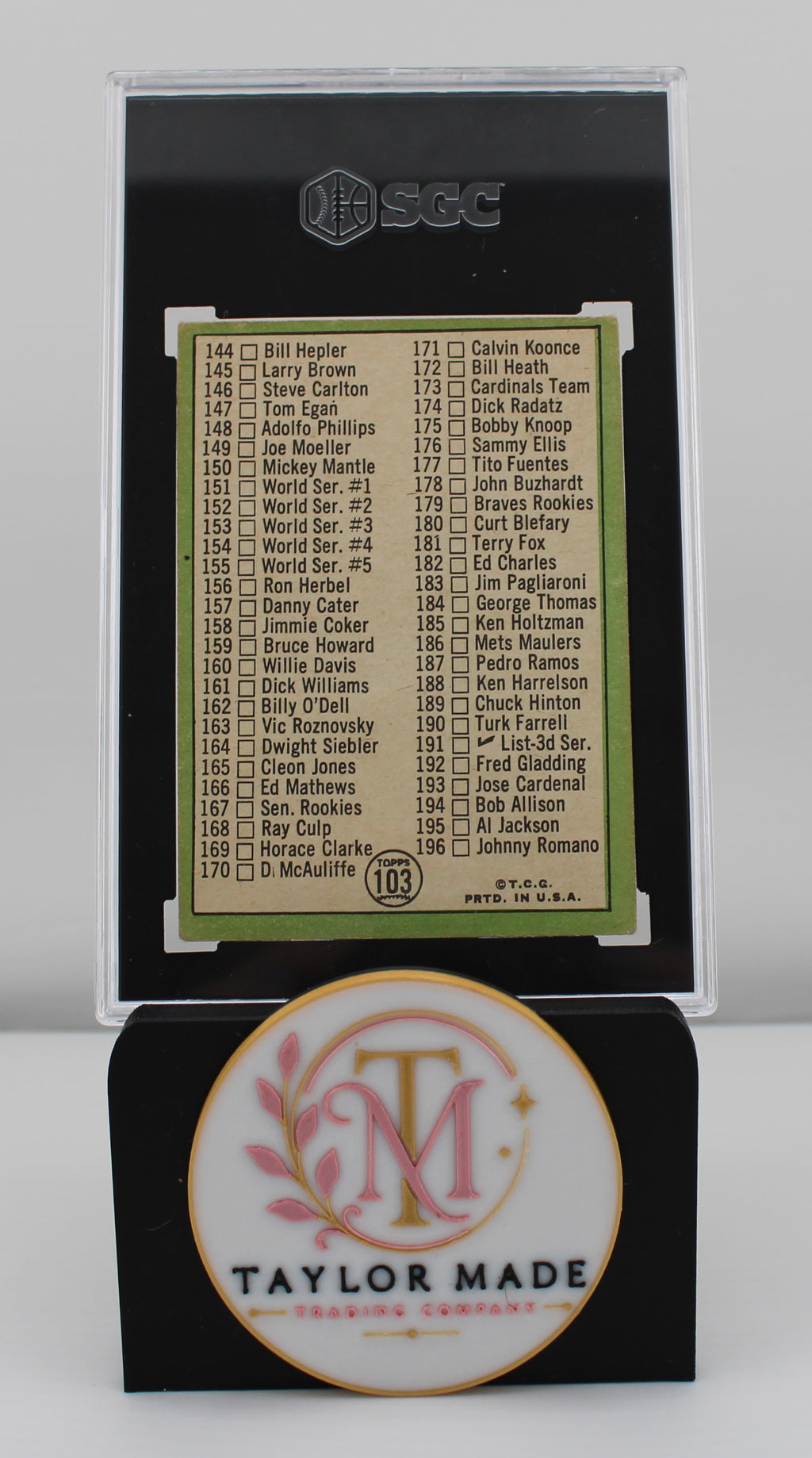 1967 Topps #103 Checklist 2nd Series Card 170 Line After D Variation SGC GD+ 2.5 - Back