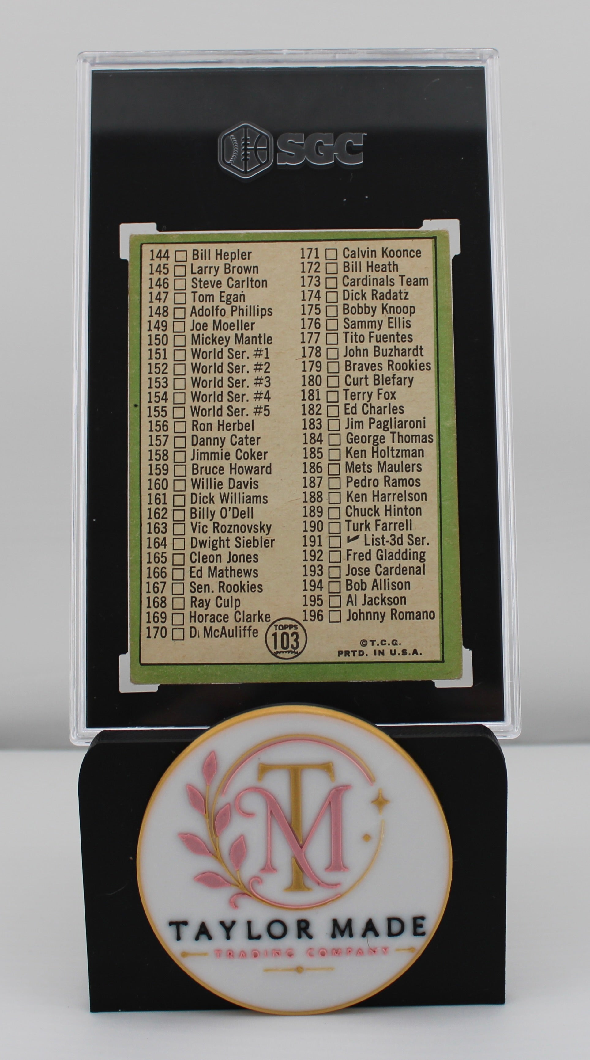 1967 Topps #103 Checklist 2nd Series Card 170 Line After D Variation SGC GD+ 2.5 - Back