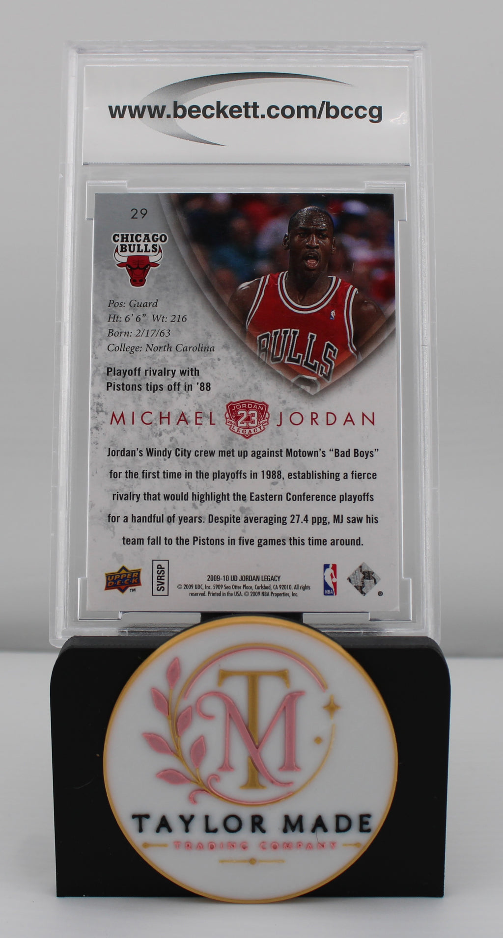 2009-10 Upper Deck MJ Legacy Collection Gold #29 Michael Jordan BCCG MINT 10 - Back