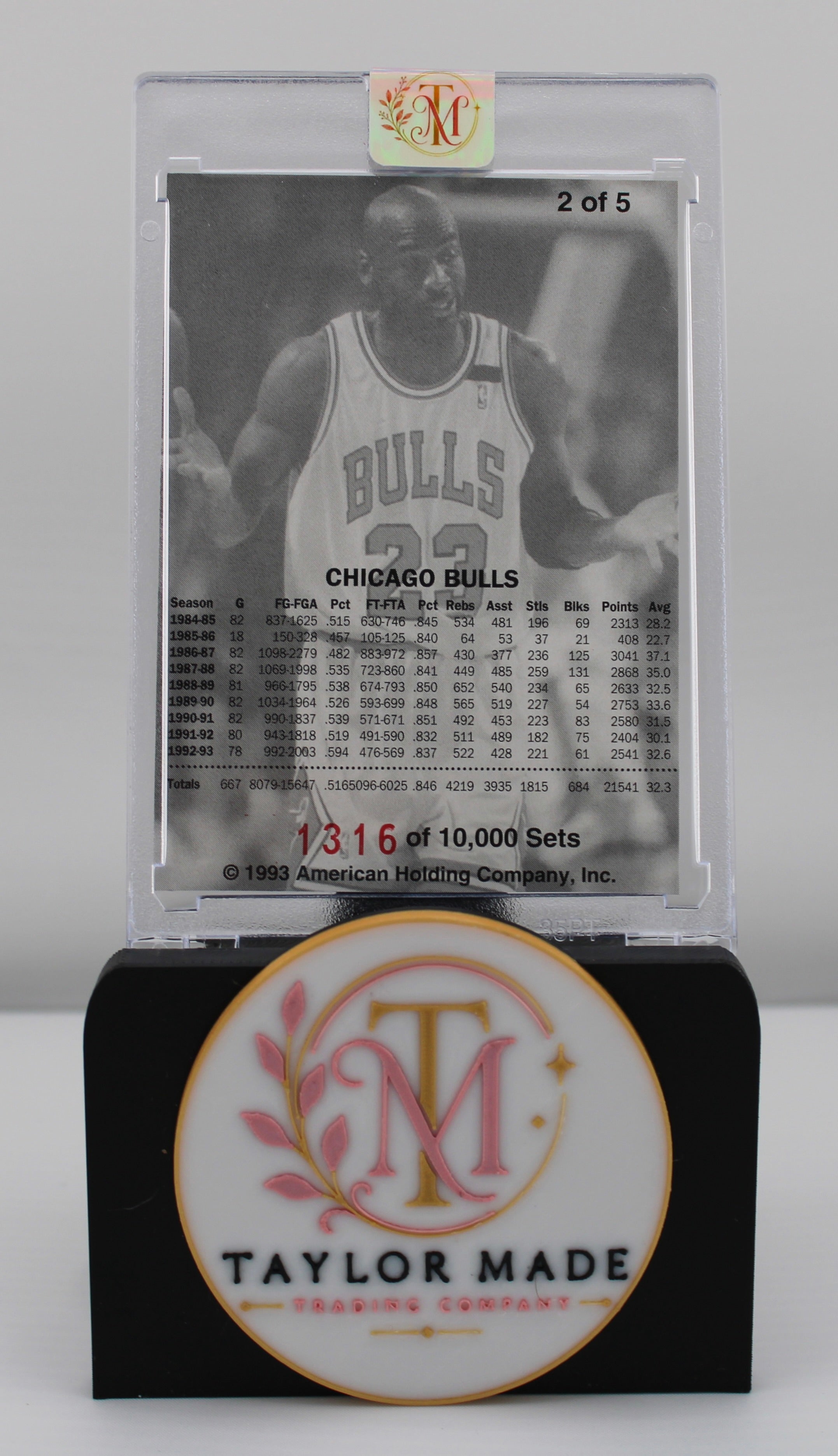 1993 American Holding Company Michael Jordan Autographed Card #2 of 5 Set #1316/10000 - Back