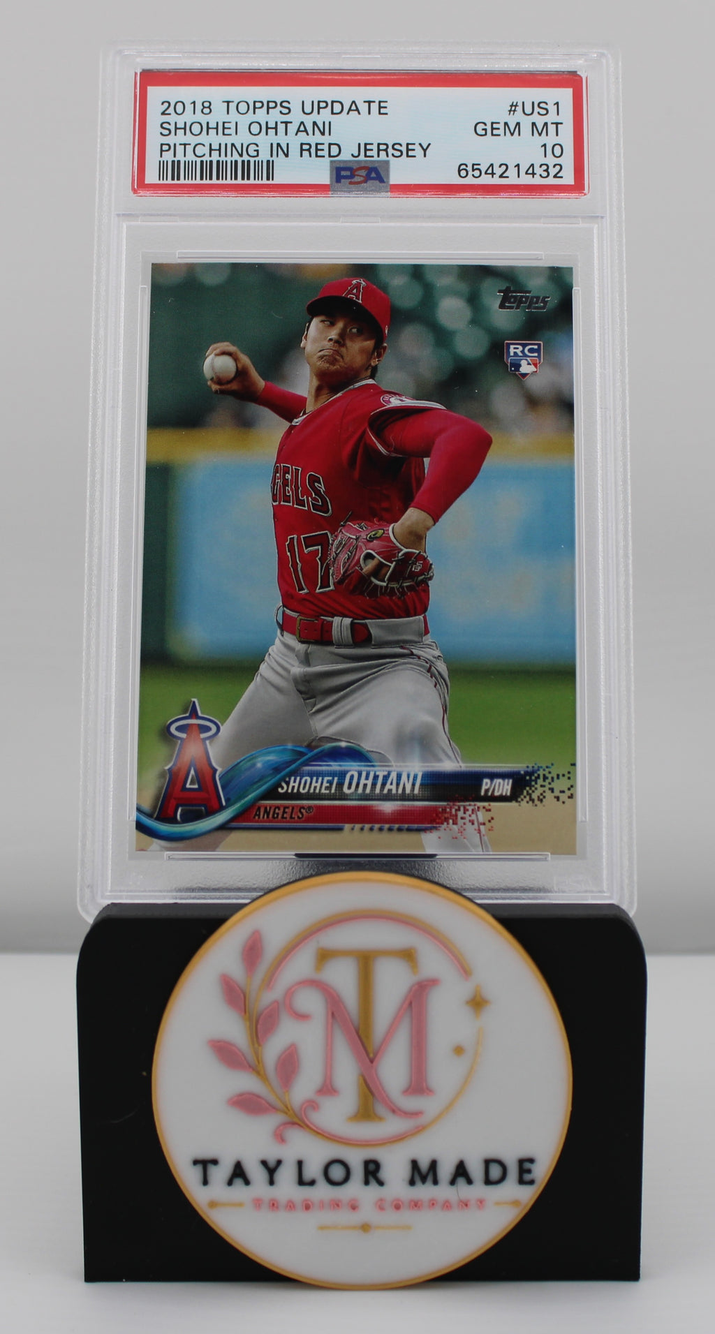 2018 Topps Update #US1 Shohei Ohtani Pitching in Red Jersey RC PSA GEM MT 10 - Front