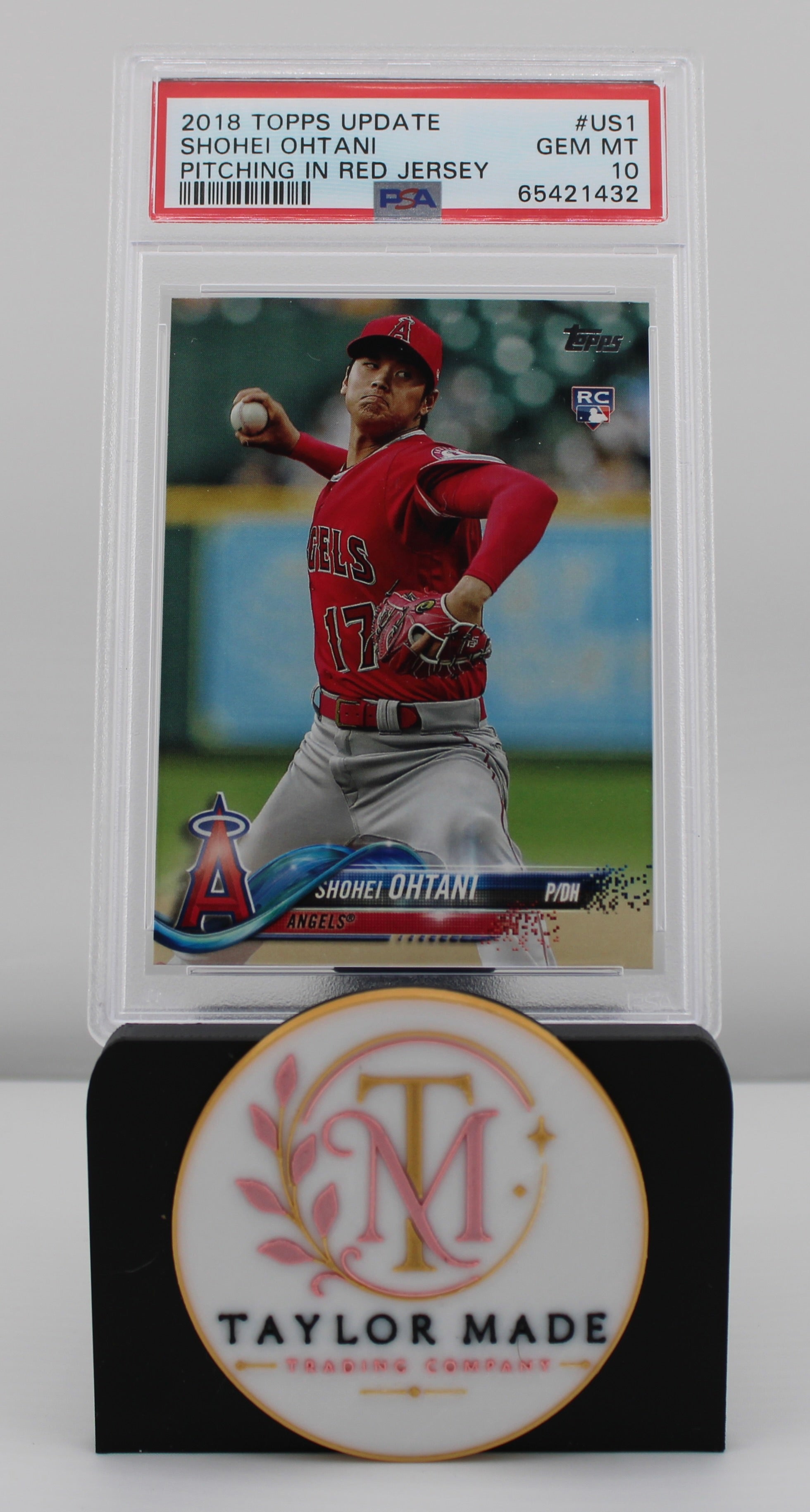 2018 Topps Update #US1 Shohei Ohtani Pitching in Red Jersey RC PSA GEM MT 10 - Front