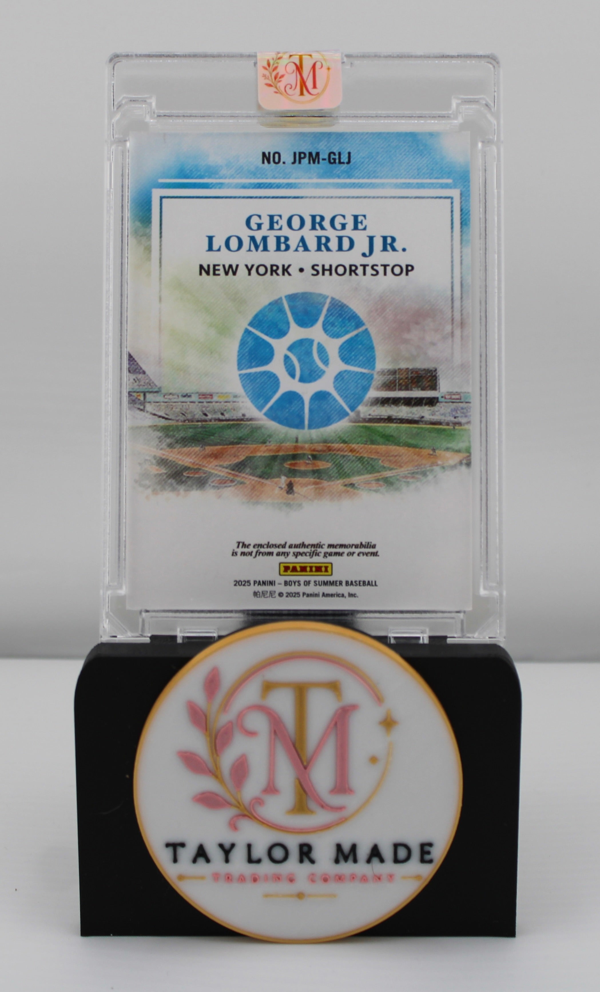 George Lombard Jr. 2025 Panini Boys of Summer Patch #96/99 - Back