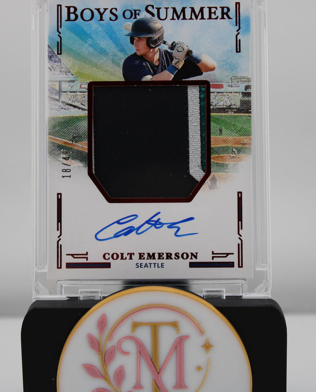 Colt Emerson 2025 Panini Boys of Summer Auto Patch #18/49 - Close Up