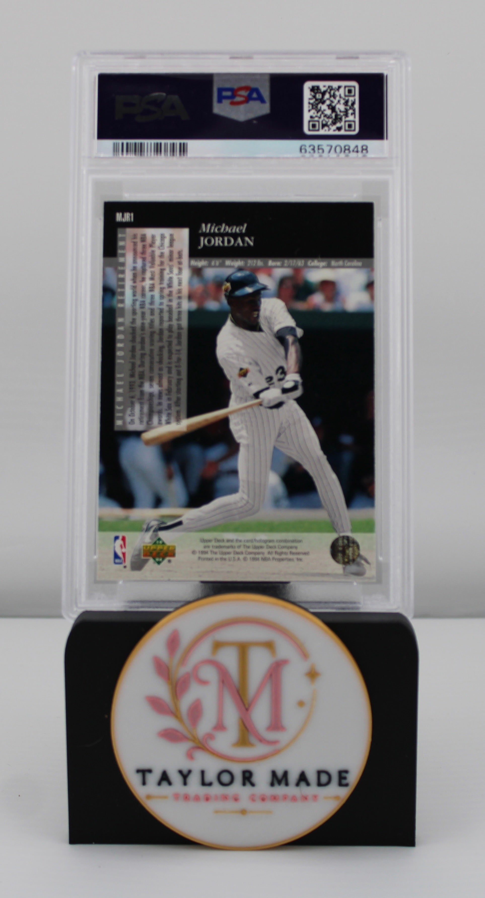 Michael Jordan 1993 Upper Deck SE Retirement #MJR1 PSA 8 - Back