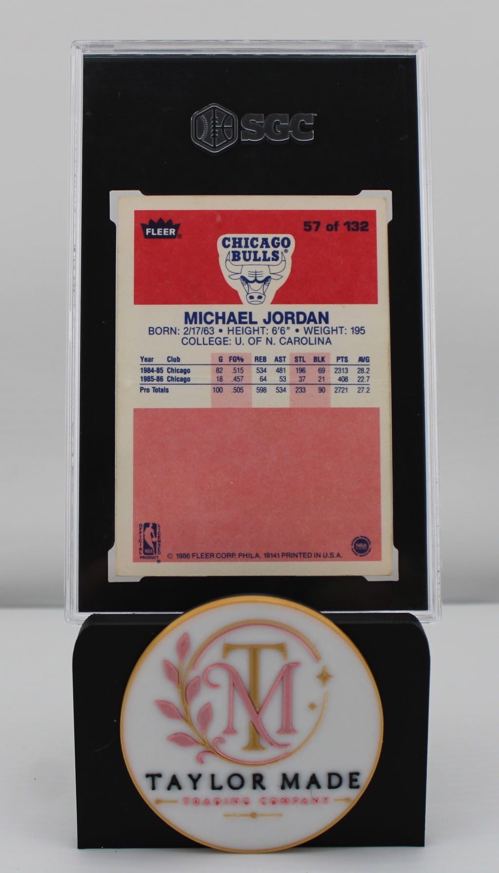 Michael Jordan 1986-87 Fleer #57 Rookie Card SGC 2 - Back