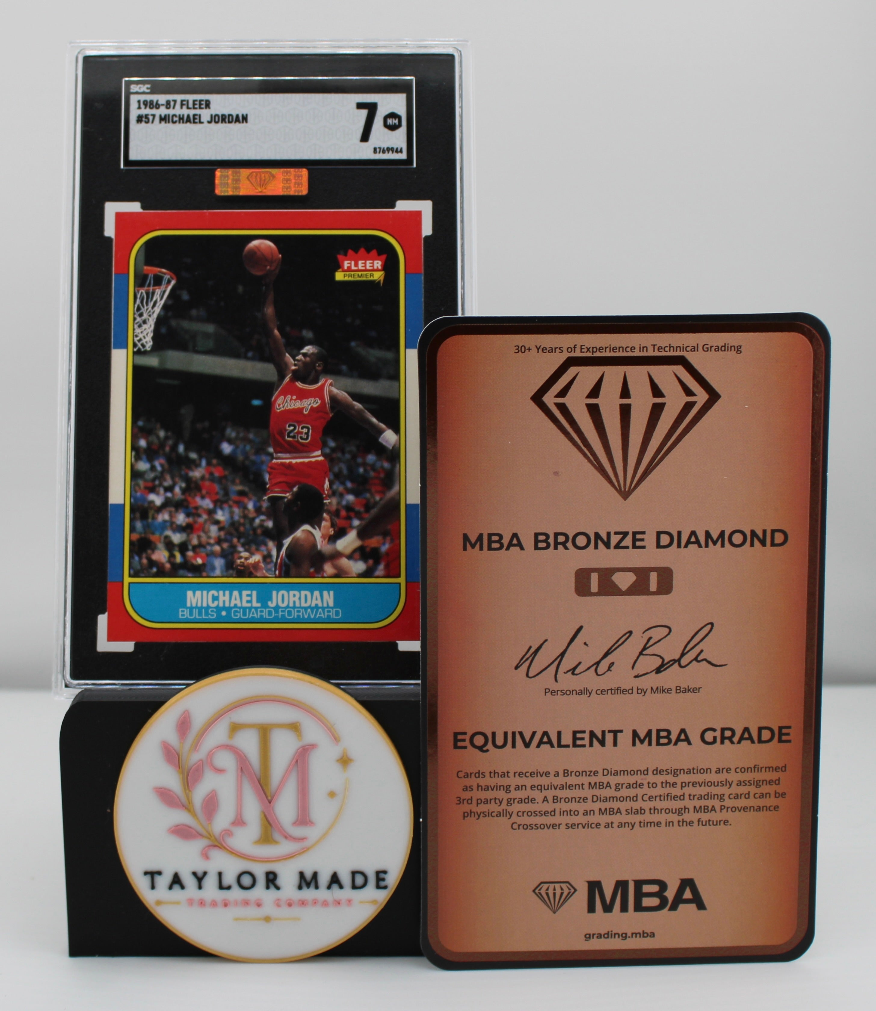 Michael Jordan 1986-87 Fleer #57 Rookie SGC 7 NM with MBA Bronze Diamond Certificate