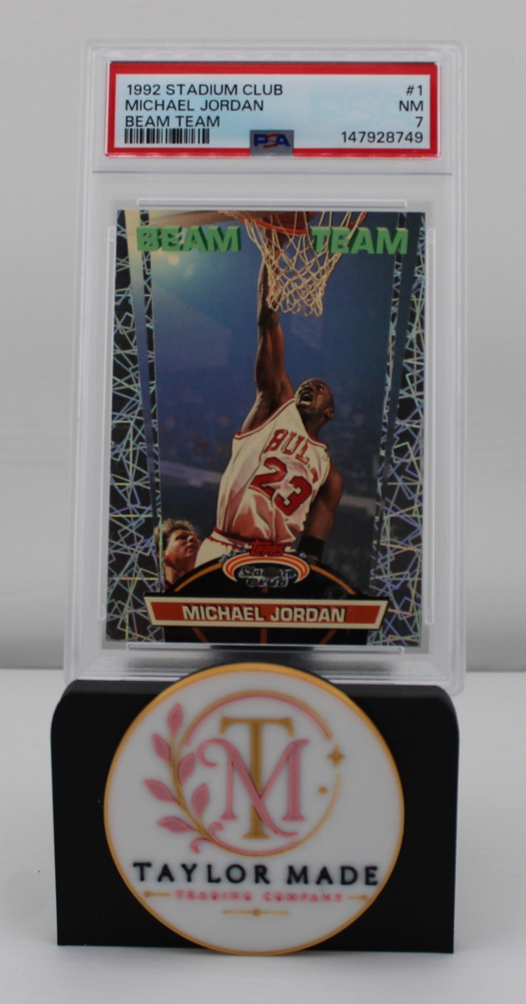 Michael Jordan 1992 Topps Stadium Club Beam Team #1 PSA 7 NM - Front