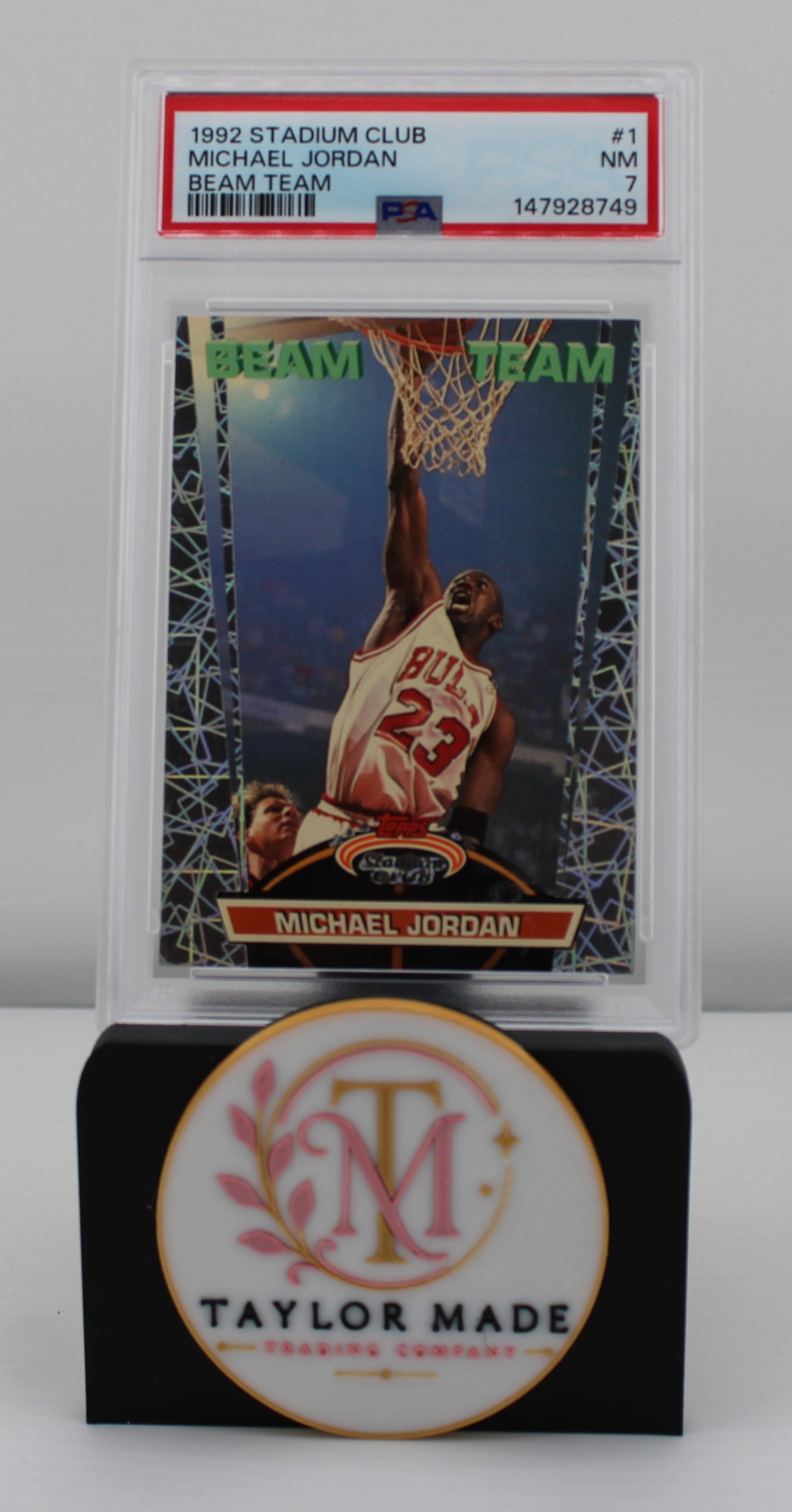 Michael Jordan 1992 Topps Stadium Club Beam Team #1 PSA 7 NM - Front