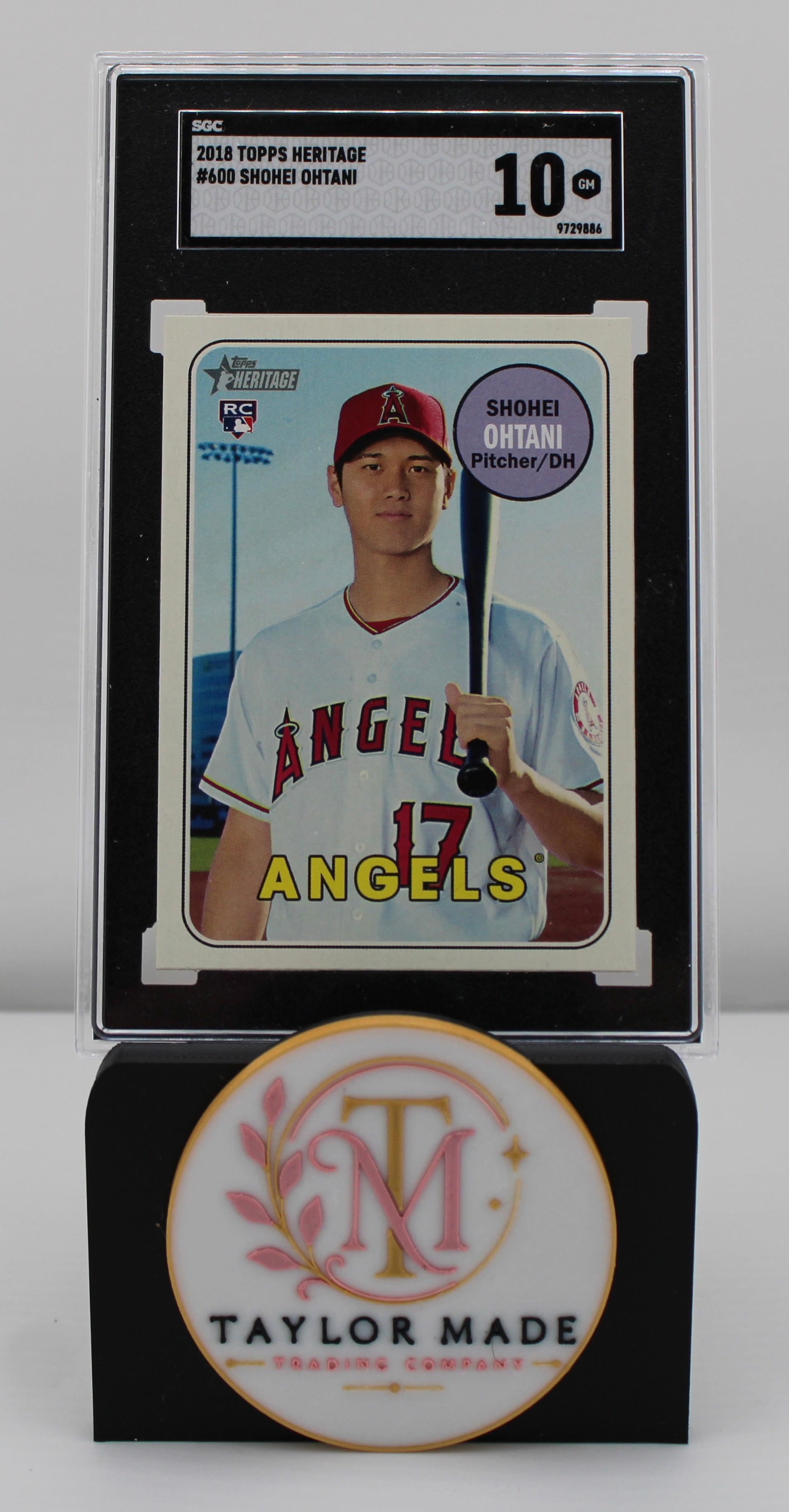 Shohei Ohtani 2018 Topps Heritage #600 Rookie Card SGC 10 GM - Front