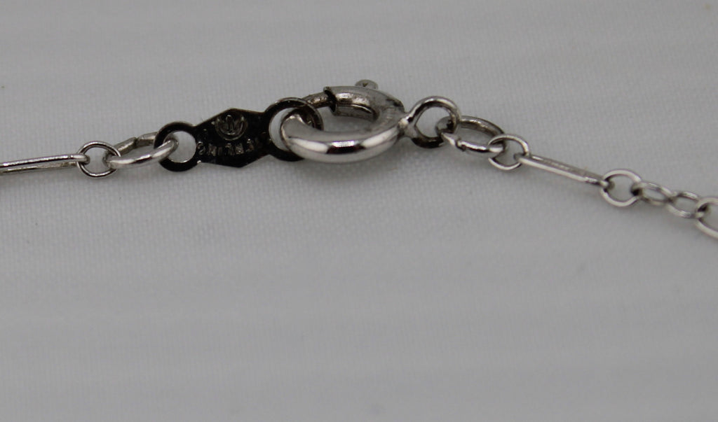 Art Deco Sterling Silver Camphor Glass Filigree Pendant Necklace - Clasp detail